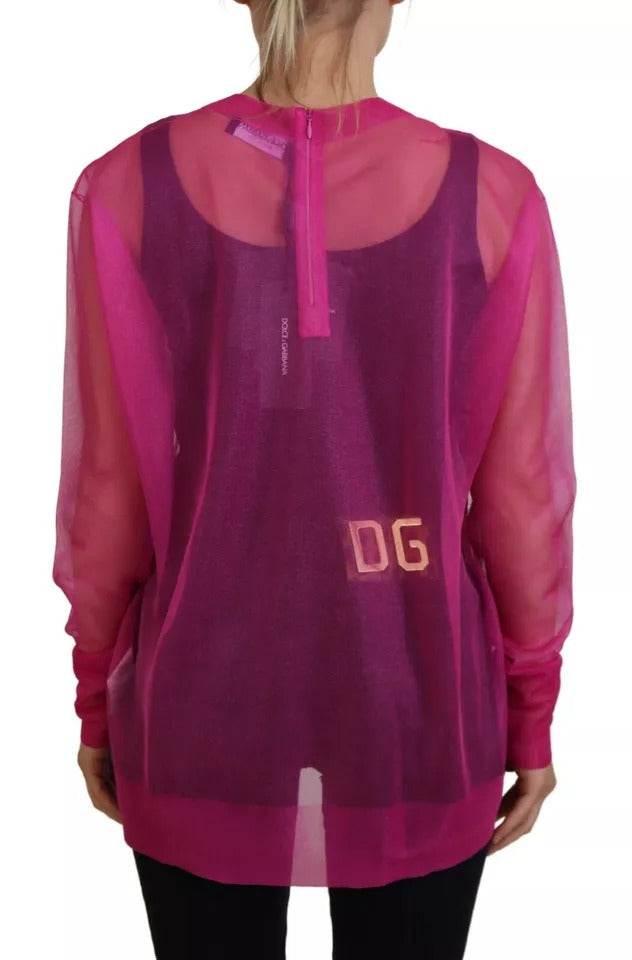 Dolce & Gabbana Fuchsia Polyester Crewneck Pullover Sweater - Hilstor