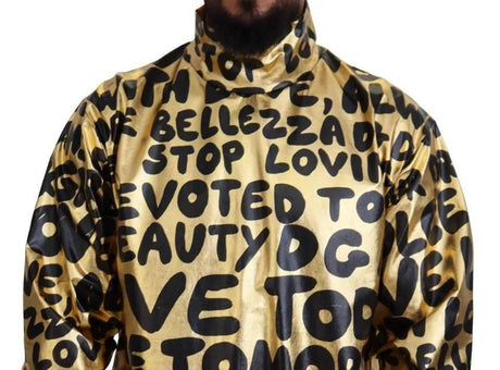 Dolce & Gabbana Gold Logo Print Turtleneck Pullover Sweater - Hilstor