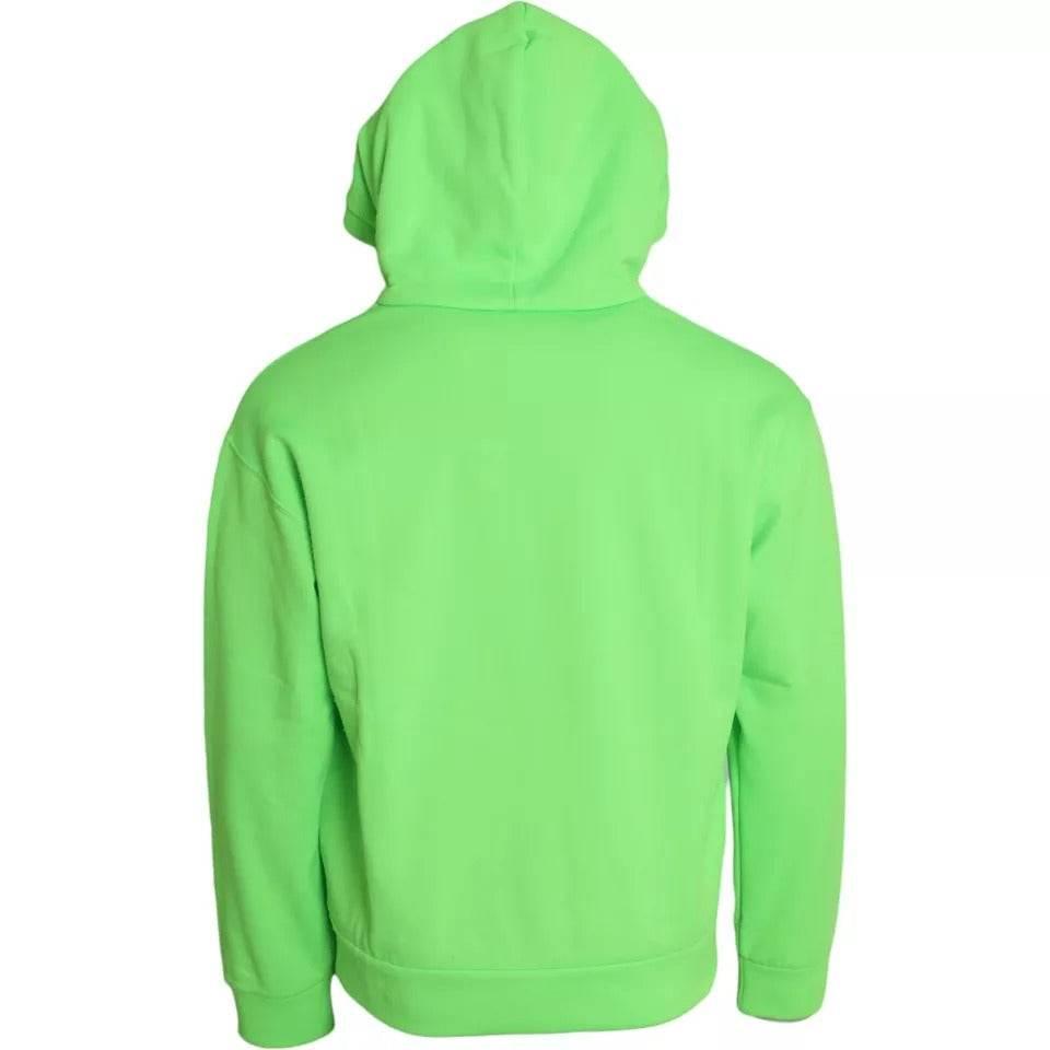Dolce & Gabbana Neon Green Logo Pullover Hooded Sweatshirt Sweater - Hilstor