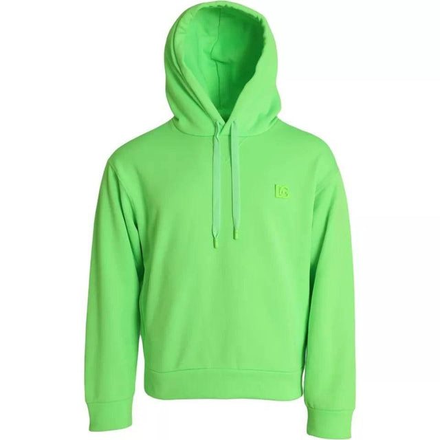 Dolce & Gabbana Neon Green Logo Pullover Hooded Sweatshirt Sweater - Hilstor