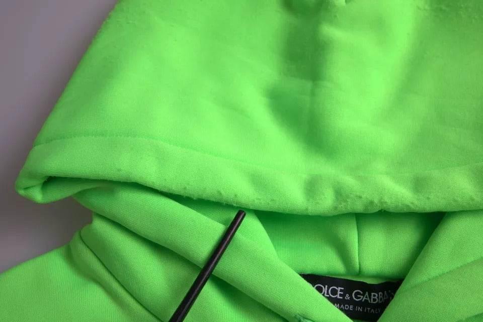 Dolce & Gabbana Neon Green Logo Pullover Hooded Sweatshirt Sweater - Hilstor