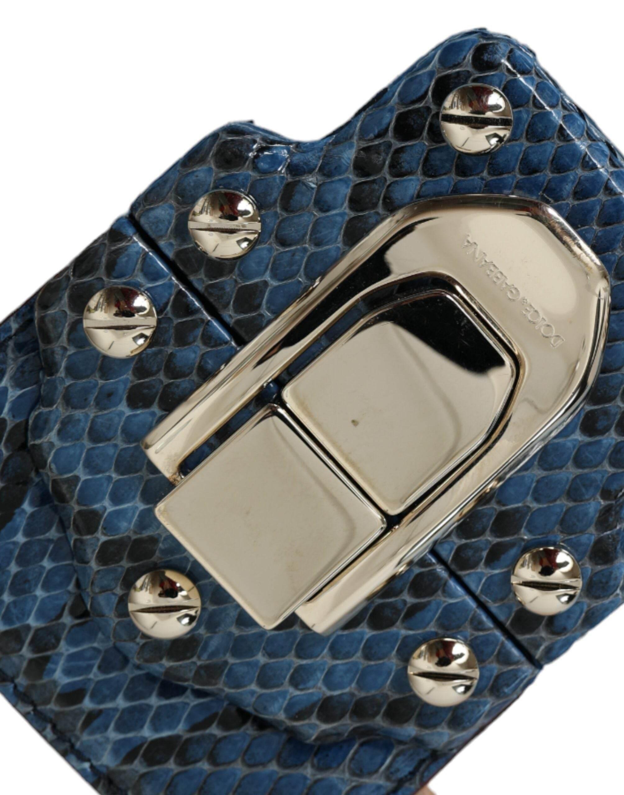 Dolce & Gabbana Blue Beige Exotic Leather LUCIA Crossbody Purse Bag - Hilstor