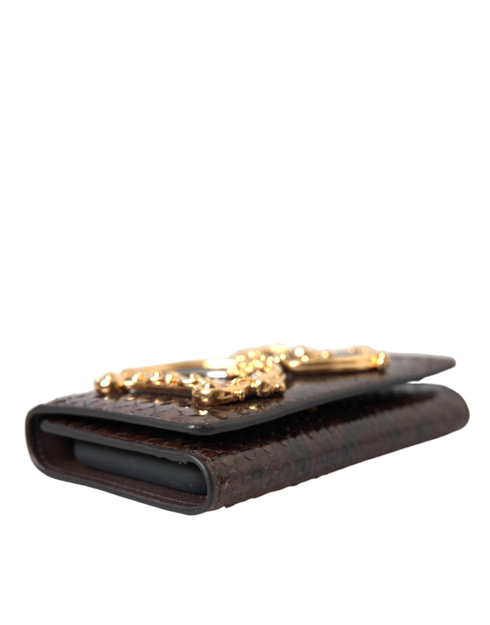 Dolce & Gabbana Brown Python Leather DG Girls Crossbody Phone Bag - Hilstor