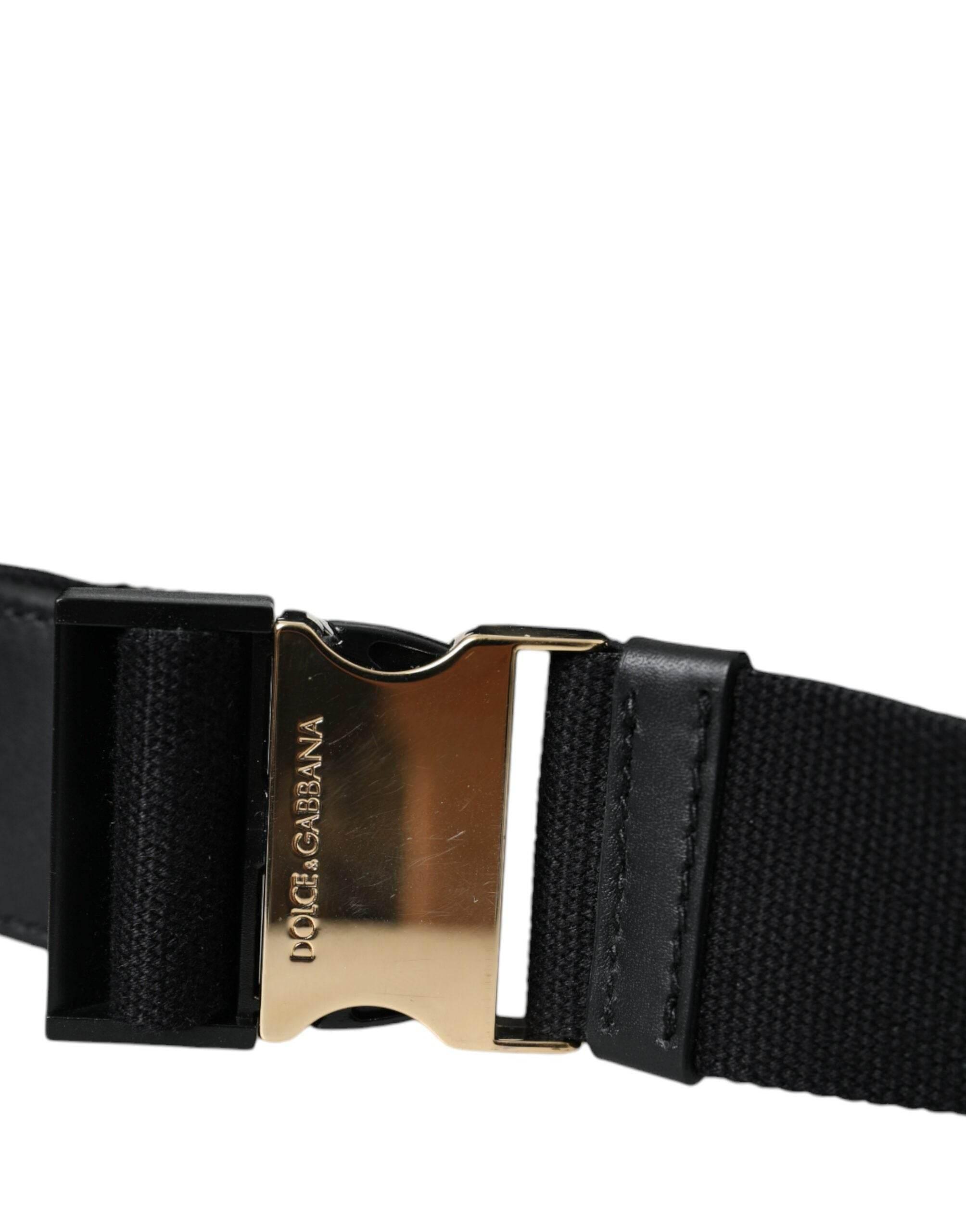 Dolce & Gabbana Black Calfskin Leather Double Waist Belt Fanny Pack Bag - Hilstor