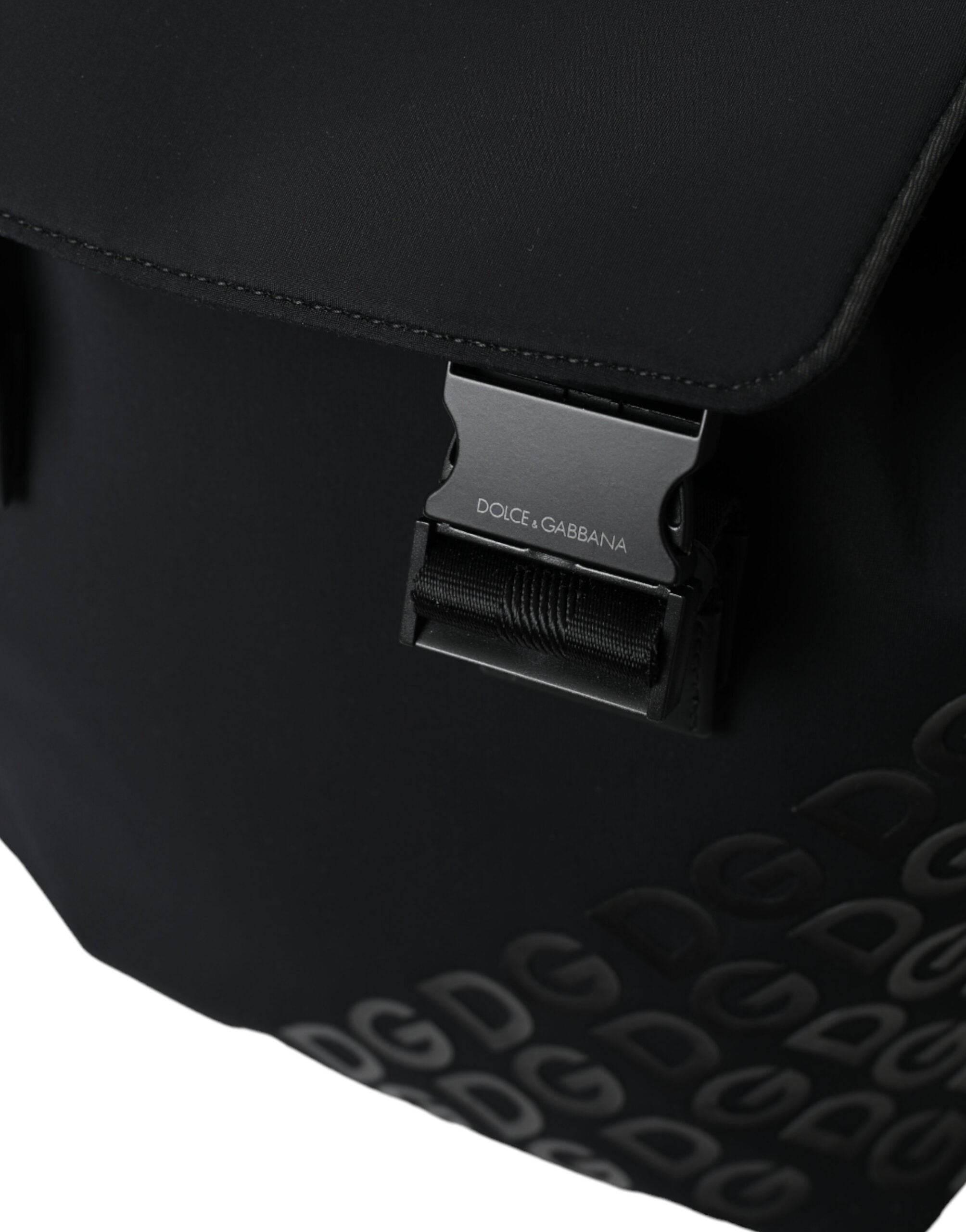 Dolce & Gabbana Black Neoprene Nylon DG Logo School Backpack Bag - Hilstor