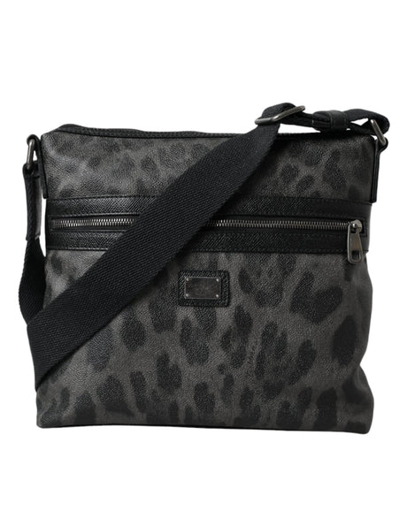 Dolce & Gabbana Gray Leopard PVC Leather Messenger Cross Body Bag - Hilstor