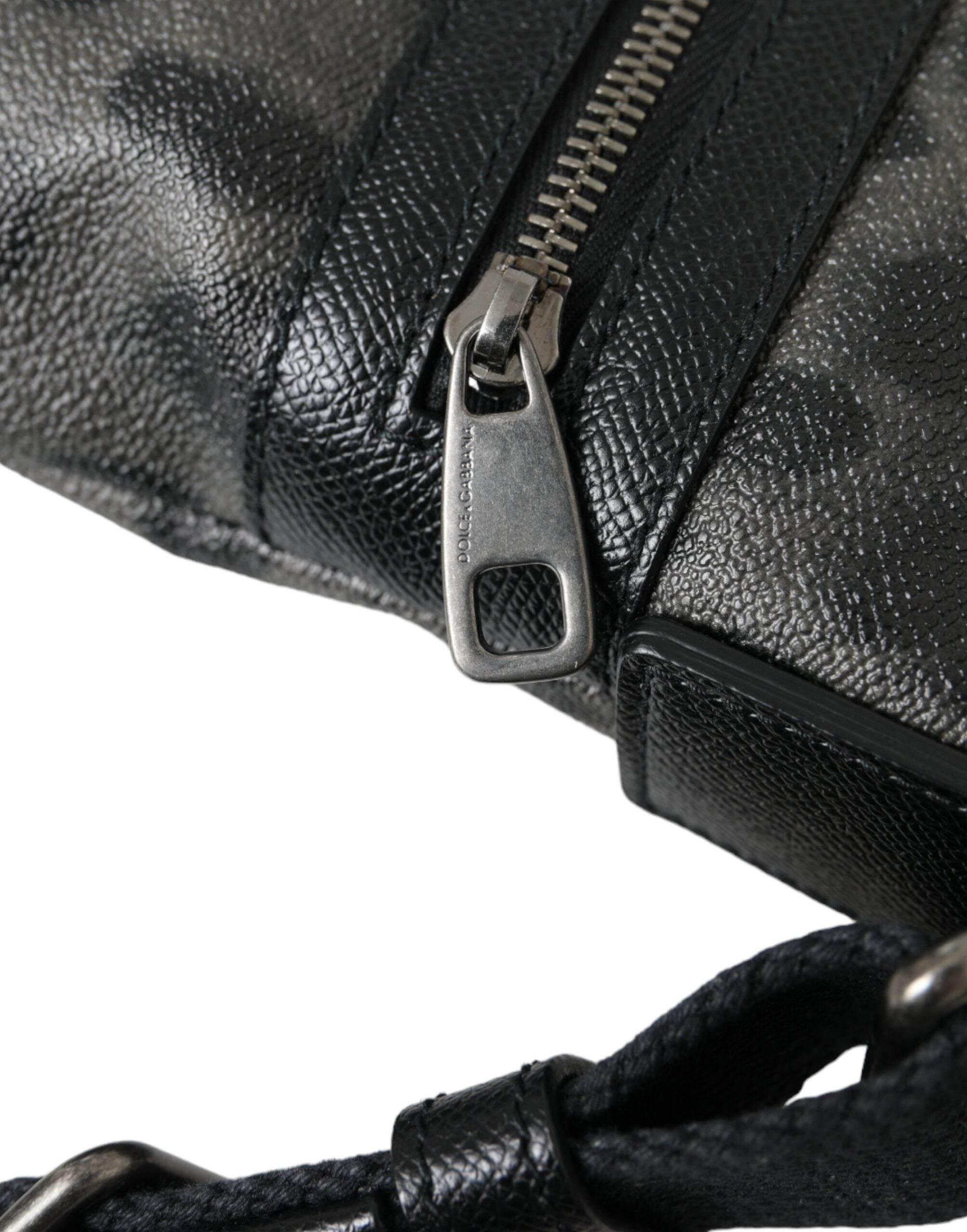 Dolce & Gabbana Gray Leopard PVC Leather Messenger Cross Body Bag - Hilstor