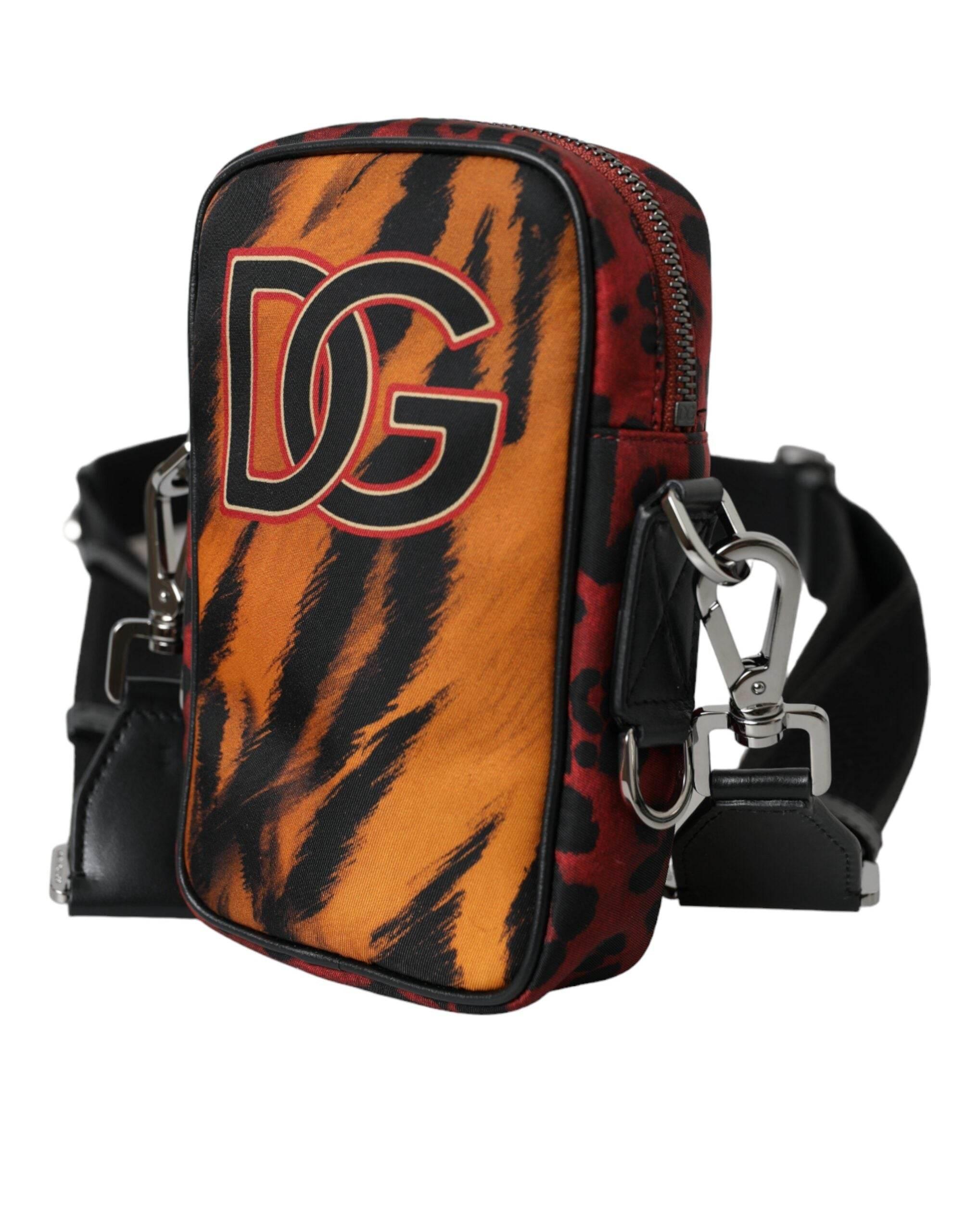 Dolce & Gabbana Multicolor Tiger Print Nylon Logo Cross Body Bag - Hilstor
