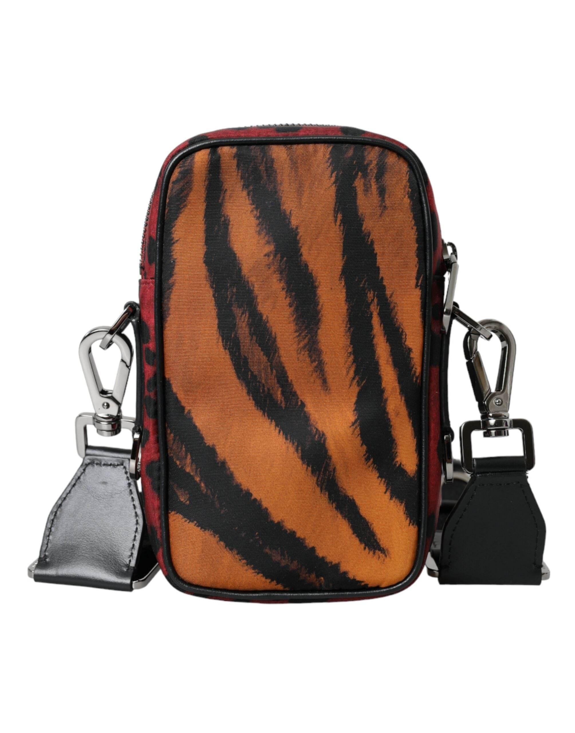 Dolce & Gabbana Multicolor Tiger Print Nylon Logo Cross Body Bag - Hilstor