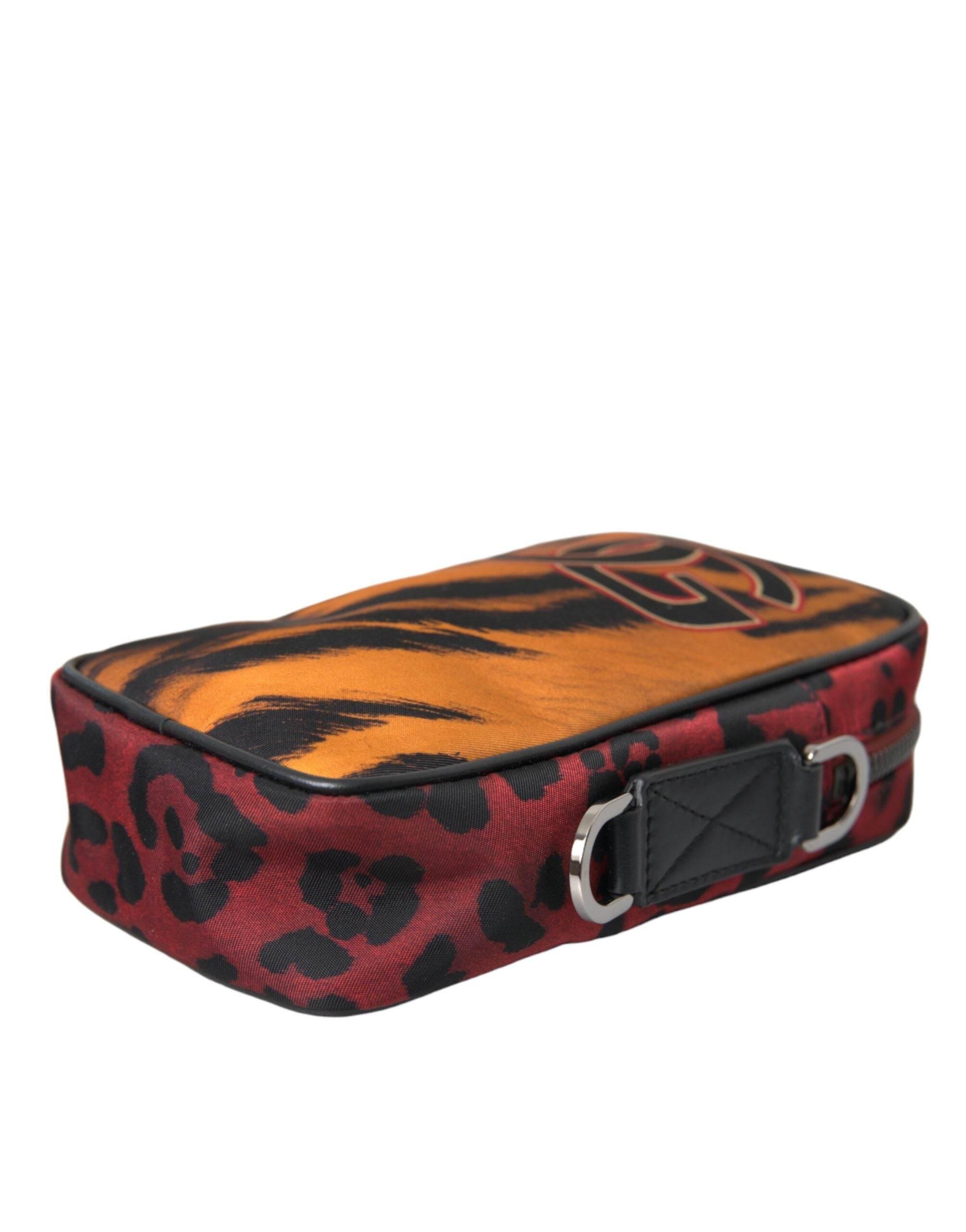 Dolce & Gabbana Multicolor Tiger Print Nylon Logo Cross Body Bag - Hilstor