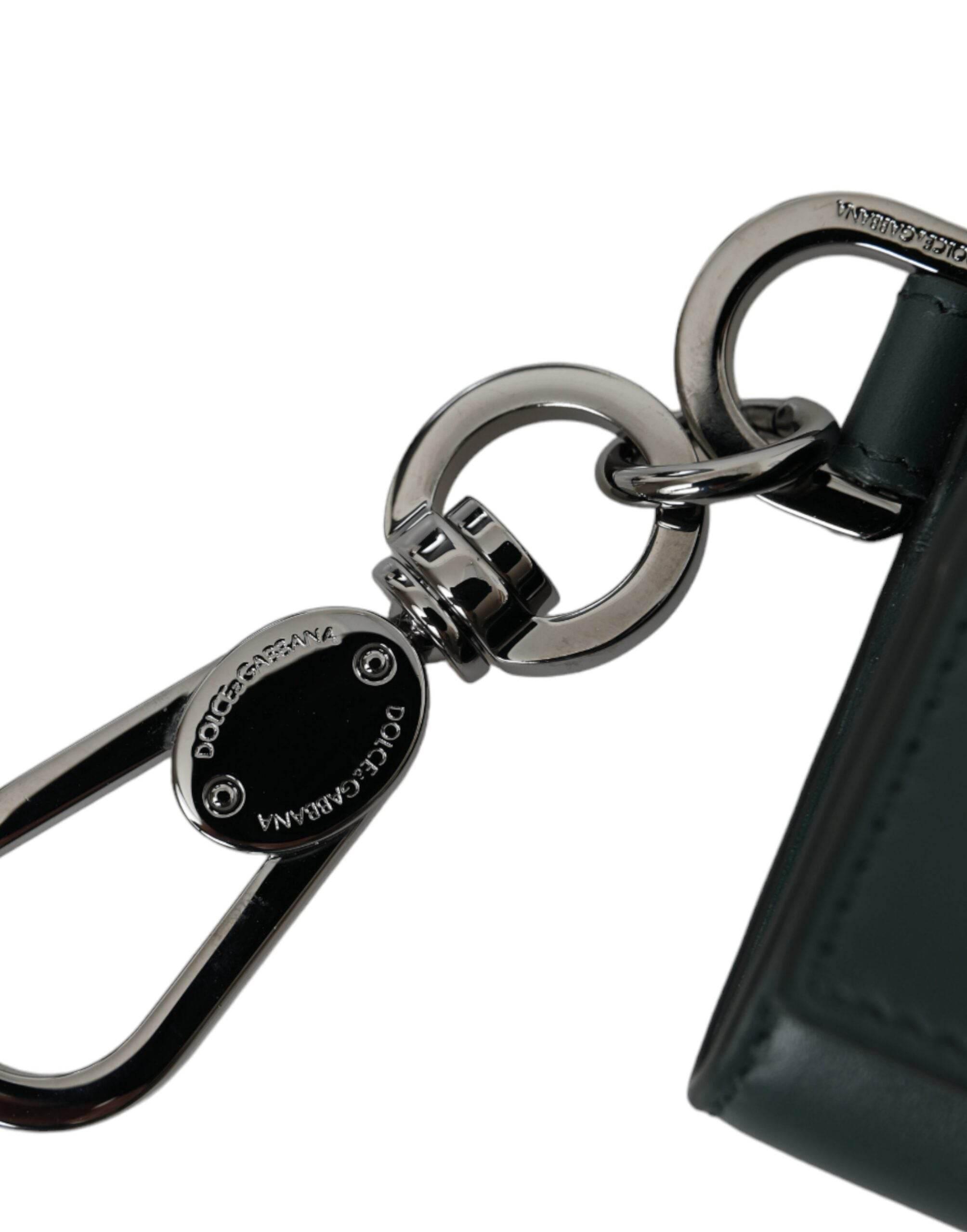 Dolce & Gabbana Green Leather DG Logo Keyring Coin Purse Keyring Wallet - Hilstor