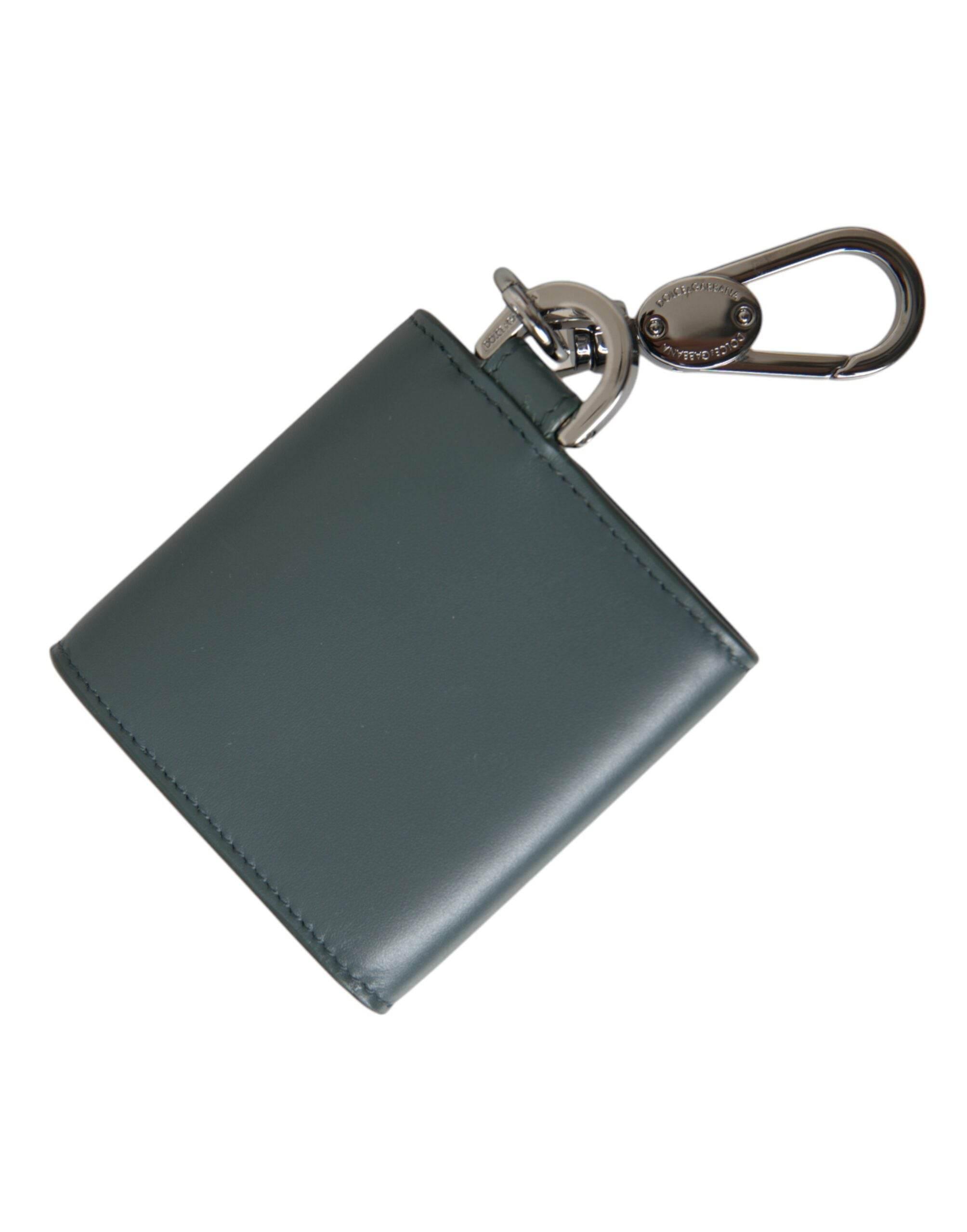 Dolce & Gabbana Green Leather DG Logo Keyring Coin Purse Keyring Wallet - Hilstor