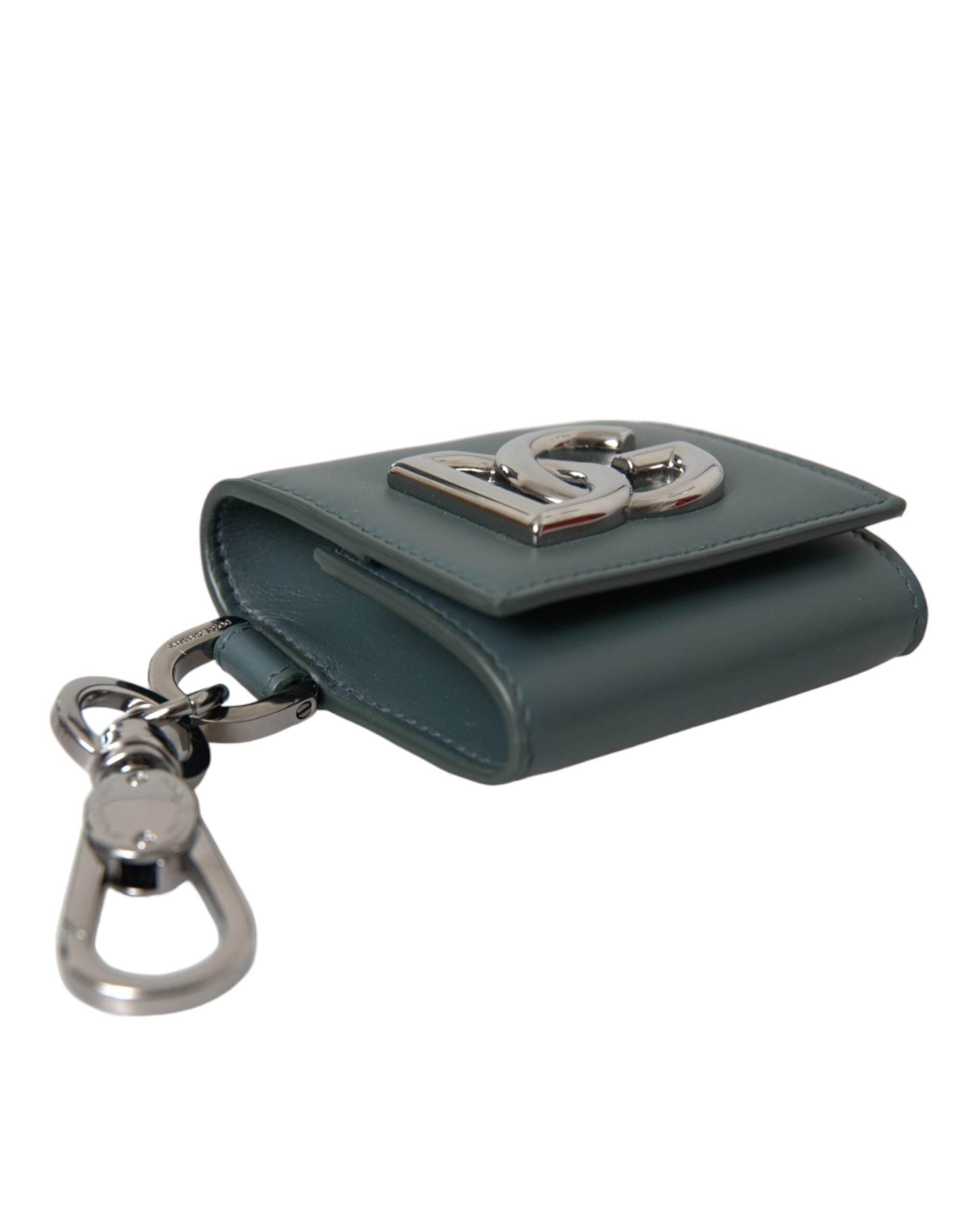 Dolce & Gabbana Green Leather DG Logo Keyring Coin Purse Keyring Wallet - Hilstor