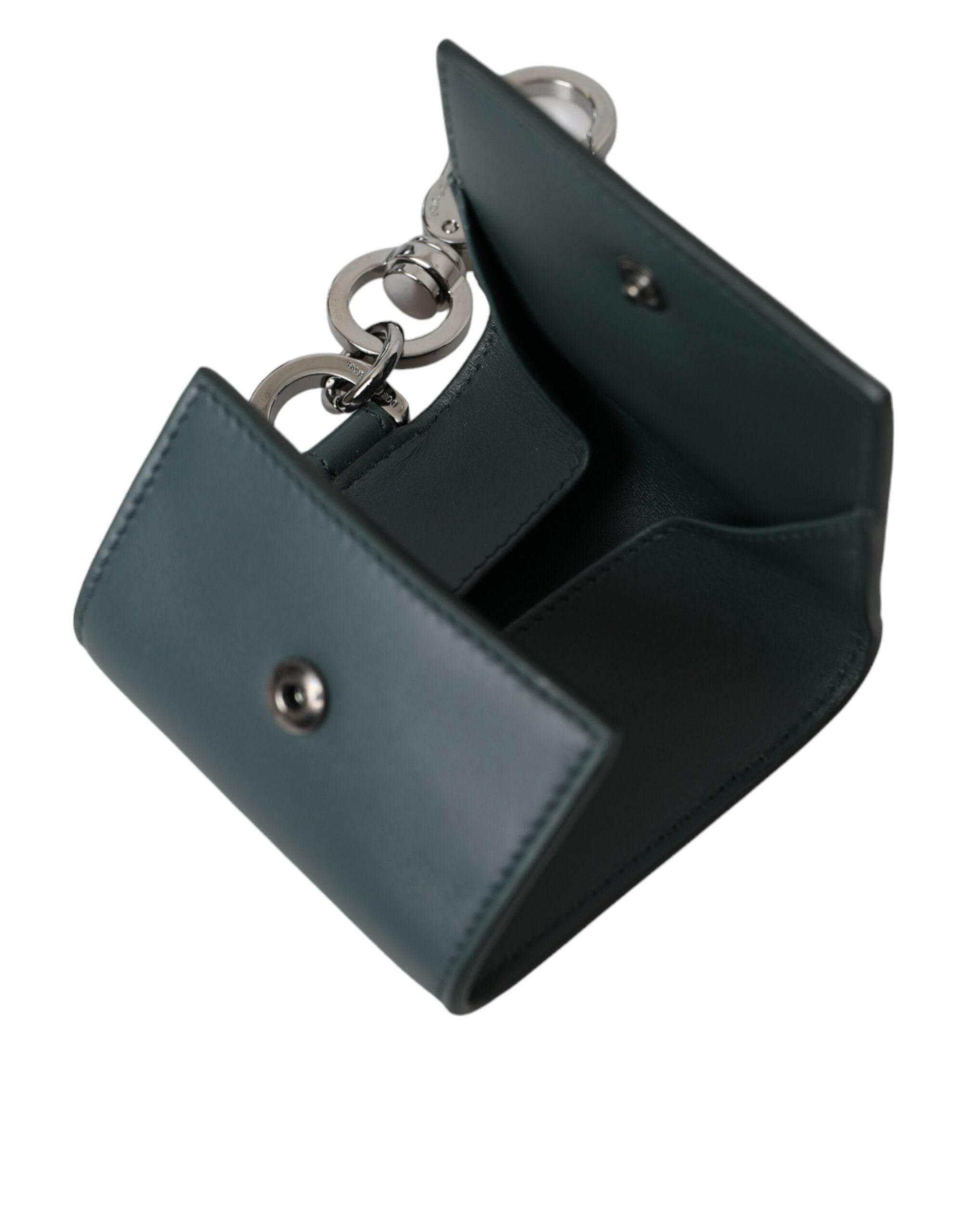 Dolce & Gabbana Green Leather DG Logo Keyring Coin Purse Keyring Wallet - Hilstor