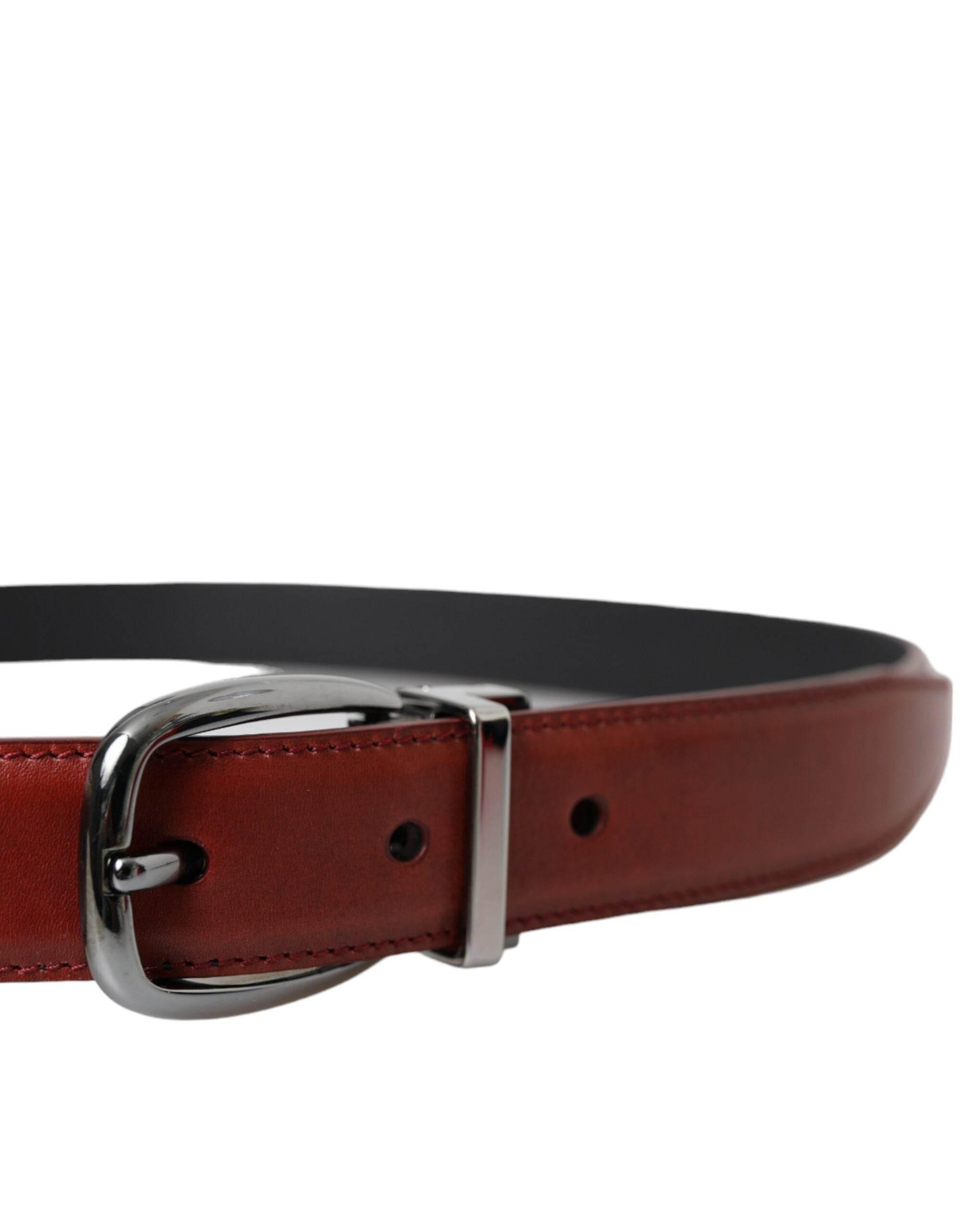 Dolce & Gabbana Brown Leather Silver Metal Buckle Belt Men - Hilstor