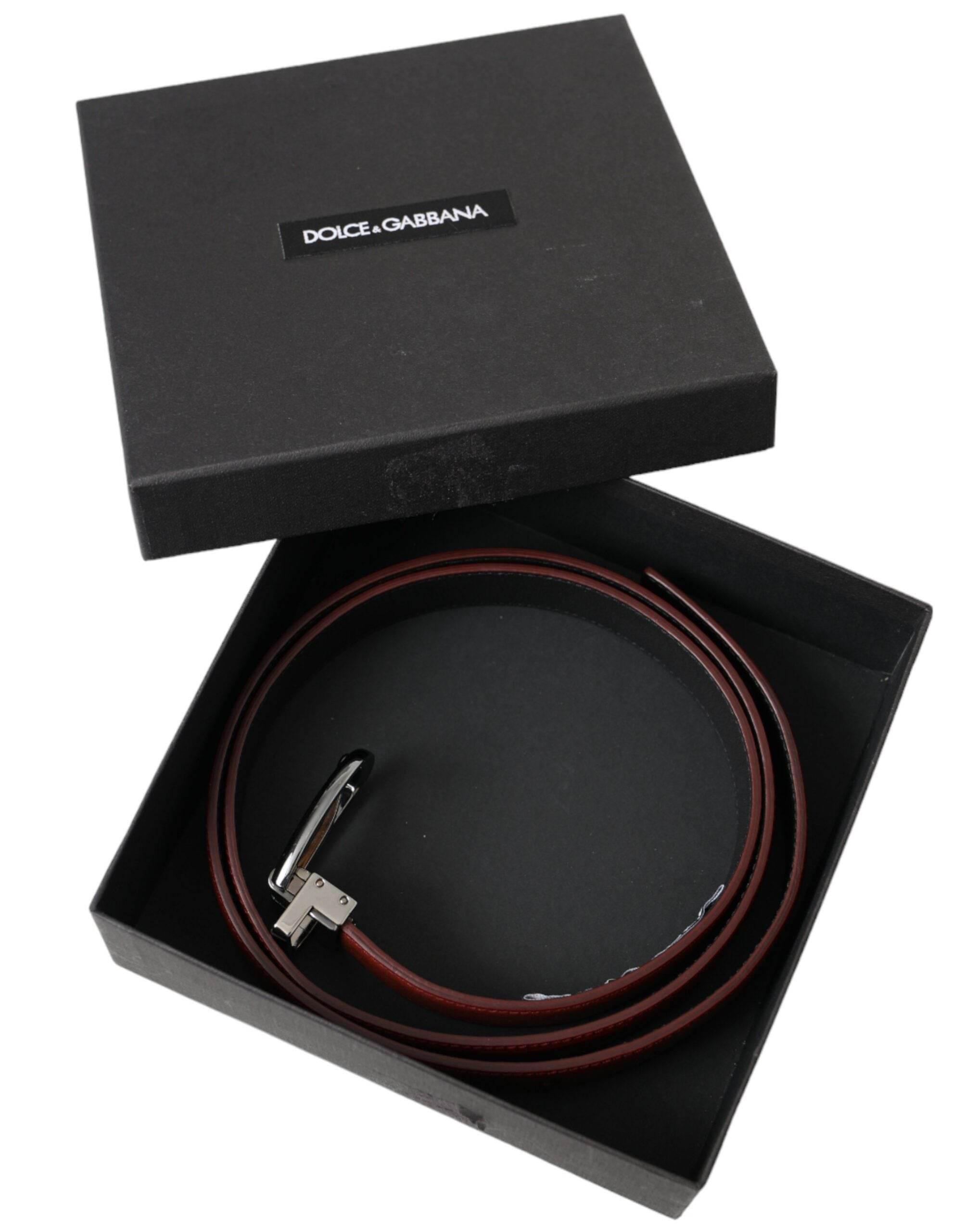 Dolce & Gabbana Brown Leather Silver Metal Buckle Belt Men - Hilstor