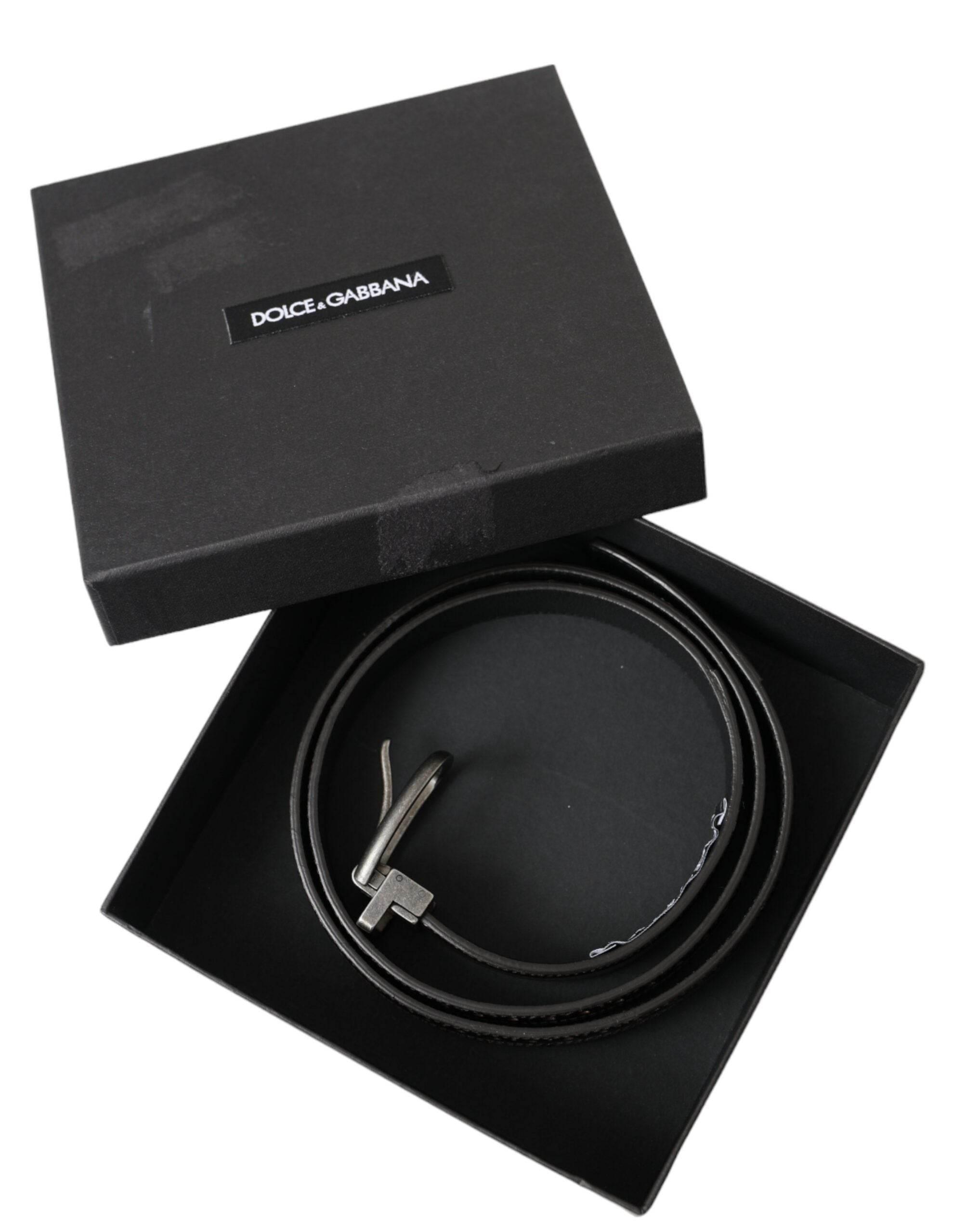 Dolce & Gabbana Dark Brown Perforated Leather Metal Buckle Belt Men - Hilstor