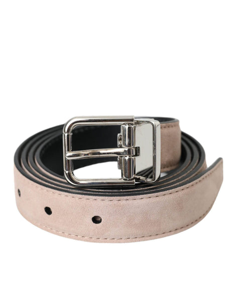 Dolce & Gabbana Beige Suede Leather Silver Buckle Belt Men - Hilstor