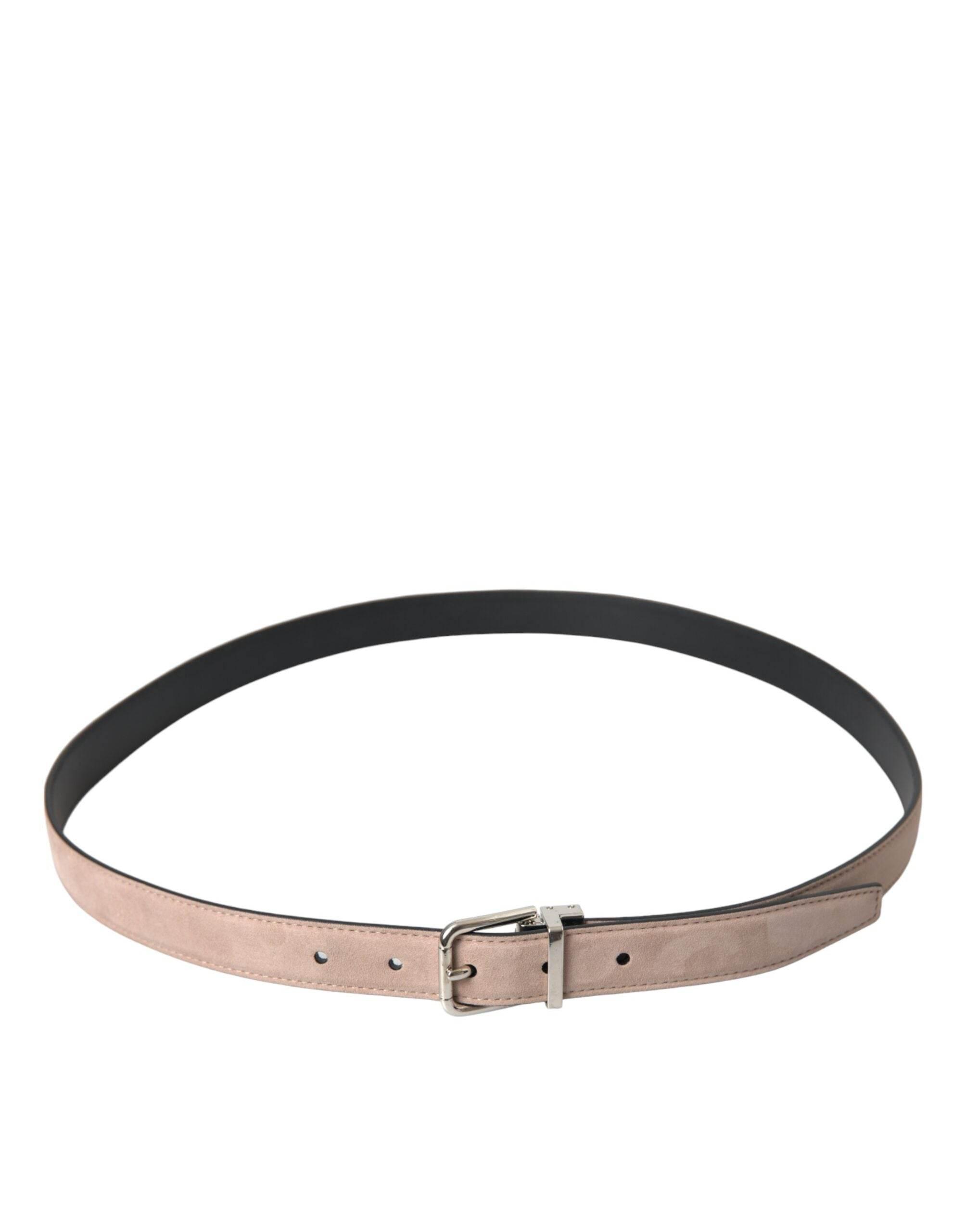 Dolce & Gabbana Beige Suede Leather Silver Buckle Belt Men - Hilstor