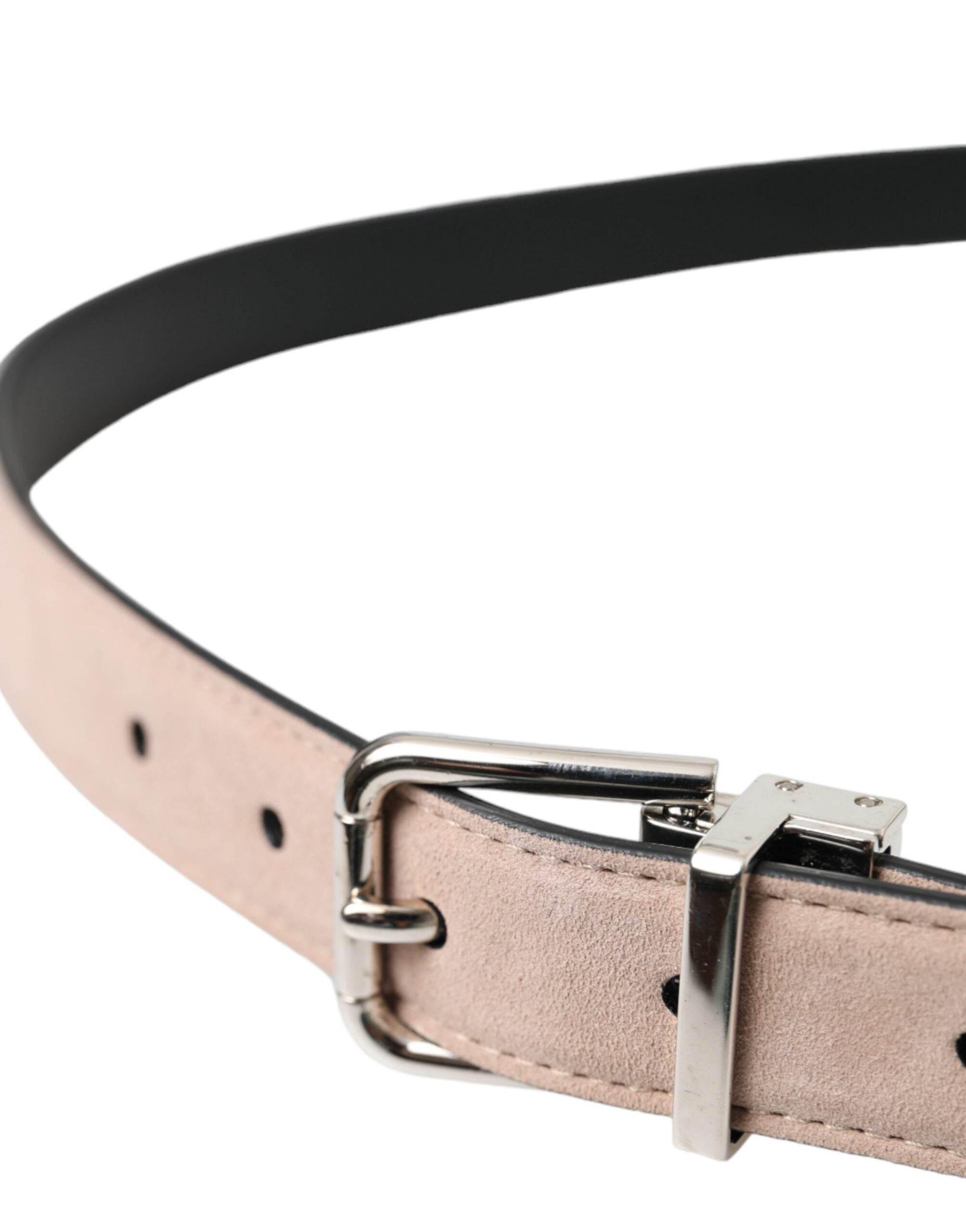 Dolce & Gabbana Beige Suede Leather Silver Buckle Belt Men - Hilstor