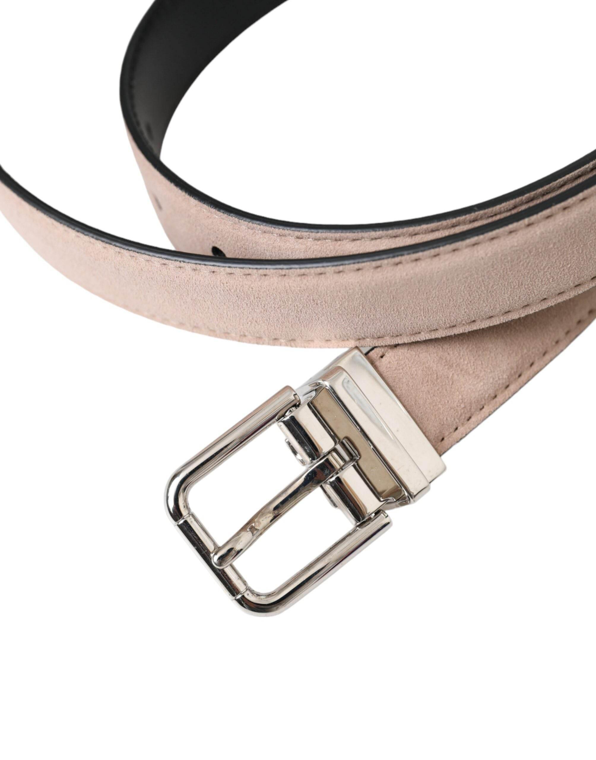 Dolce & Gabbana Beige Suede Leather Silver Buckle Belt Men - Hilstor