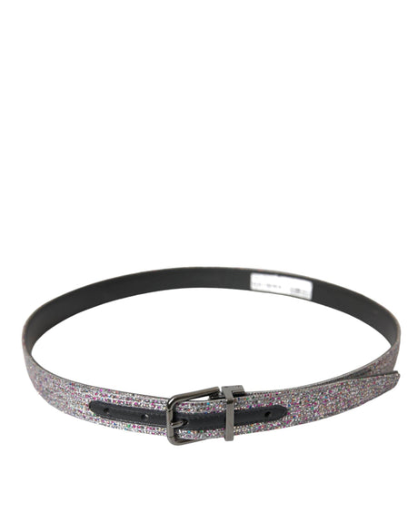 Dolce & Gabbana Multicolor Embellished Silver Metal Buckle Belt - Hilstor