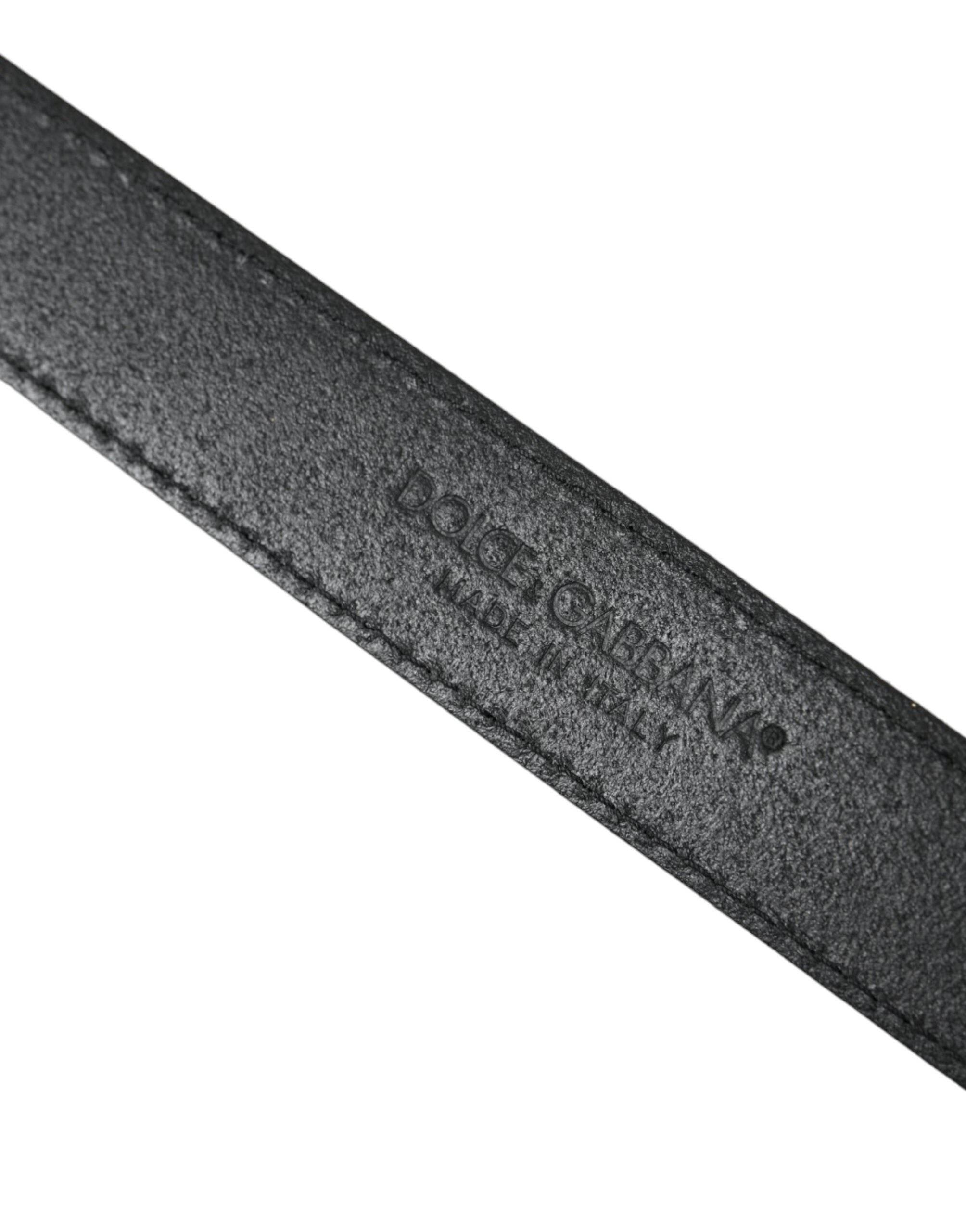 Dolce & Gabbana Green Leather Jacquard Silver Metal Buckle Belt - Hilstor