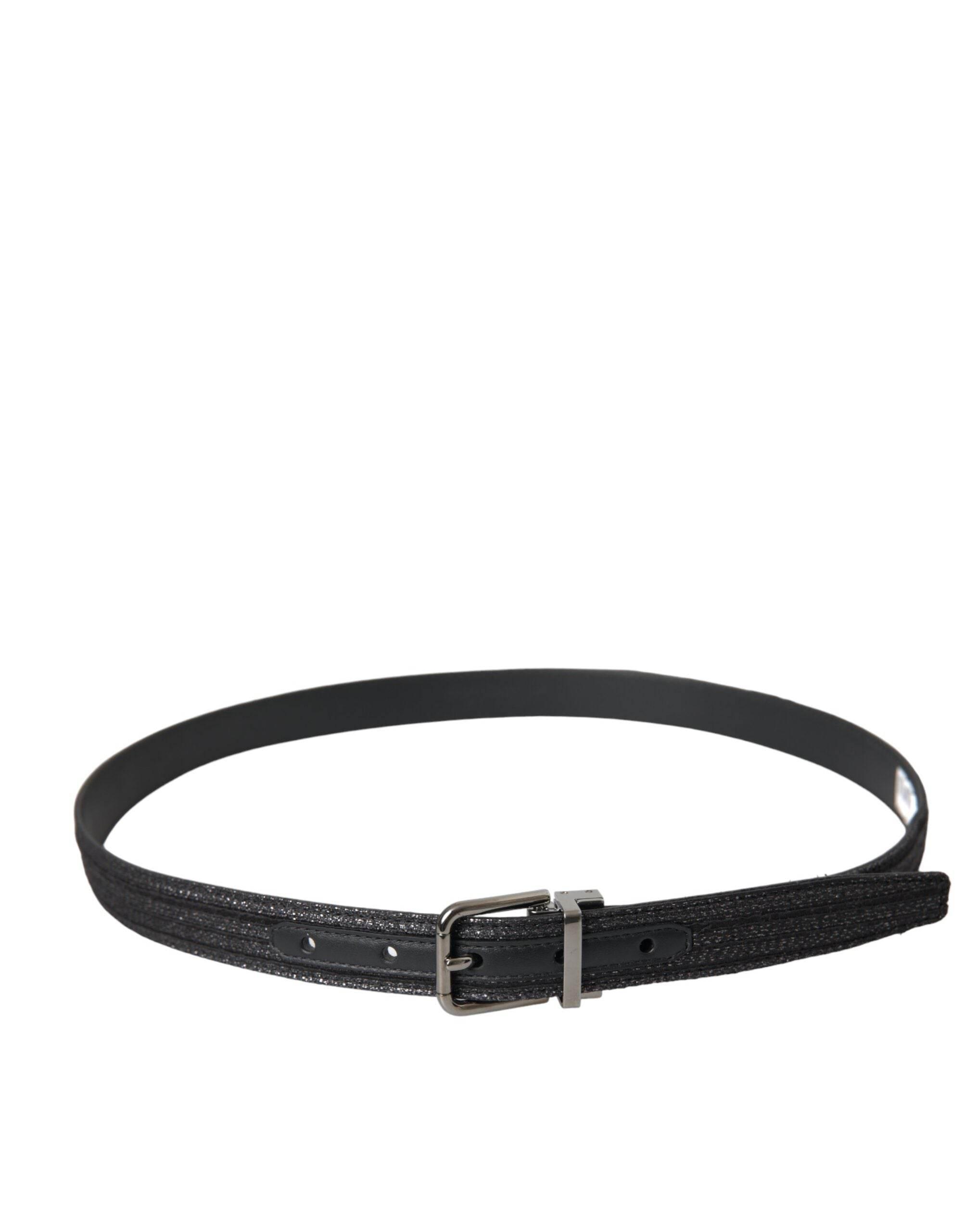 Dolce & Gabbana Black Jacquard Stripes Silver Metal Buckle Belt - Hilstor