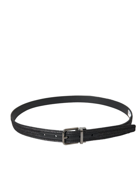 Dolce & Gabbana Black Jacquard Stripes Silver Metal Buckle Belt - Hilstor
