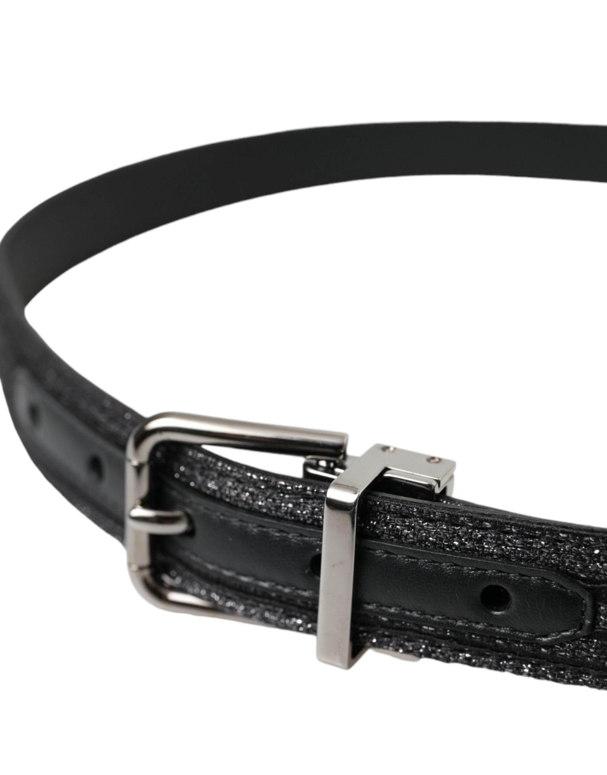 Dolce & Gabbana Black Jacquard Stripes Silver Metal Buckle Belt - Hilstor