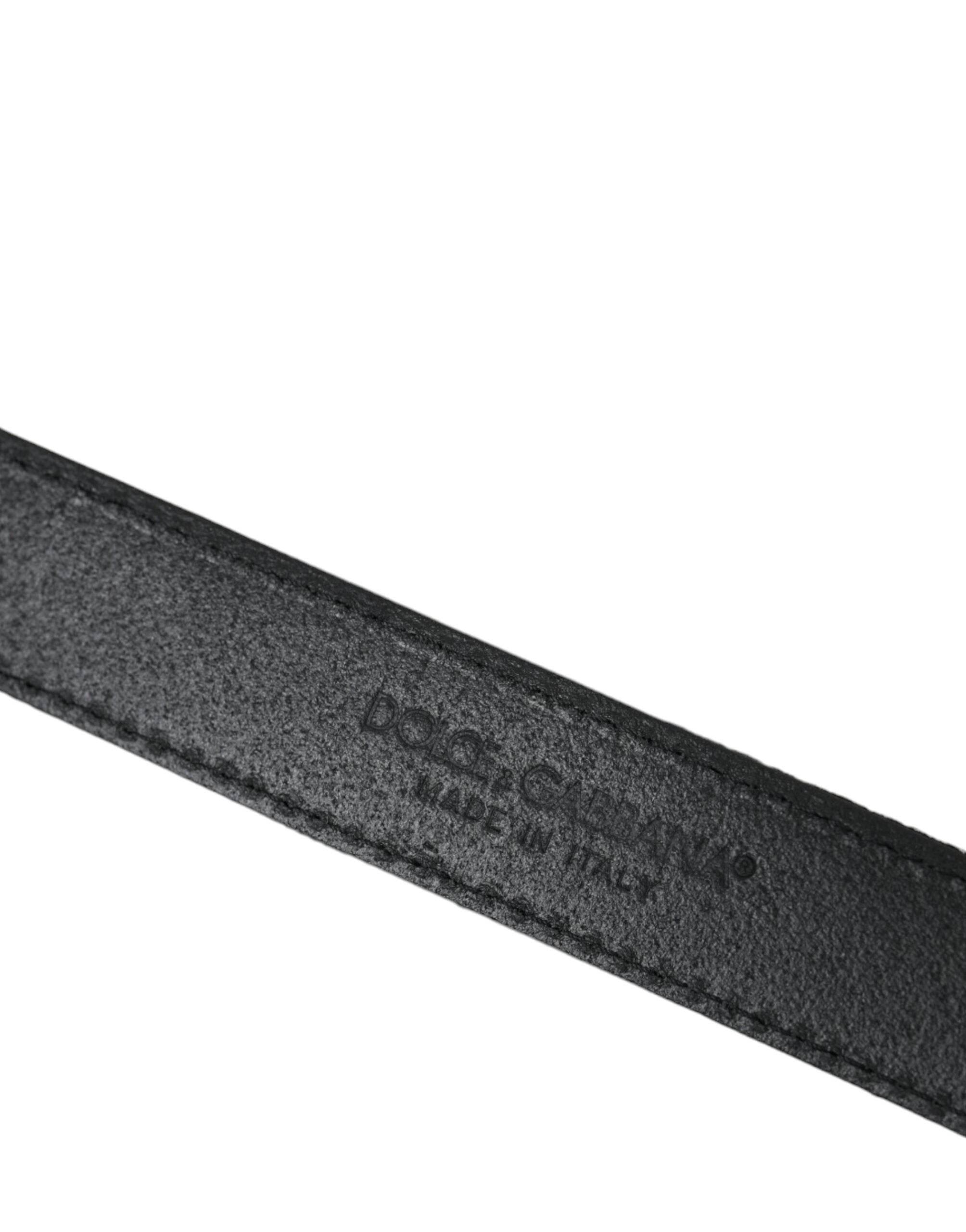 Dolce & Gabbana Black Jacquard Stripes Silver Metal Buckle Belt - Hilstor