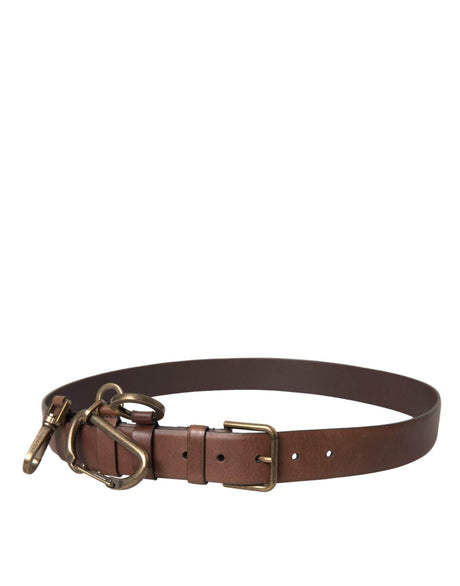 Dolce & Gabbana Brown Calf Leather Gold Metal Buckle Belt Men - Hilstor