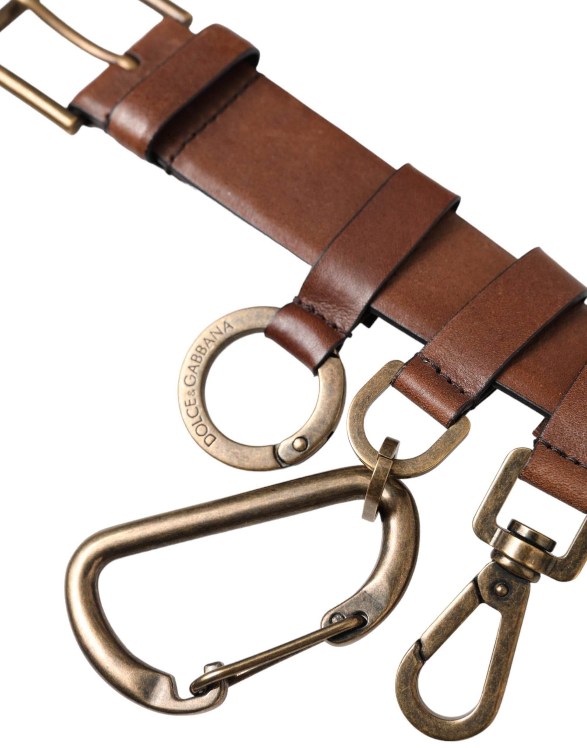 Dolce & Gabbana Brown Calf Leather Gold Metal Buckle Belt Men - Hilstor