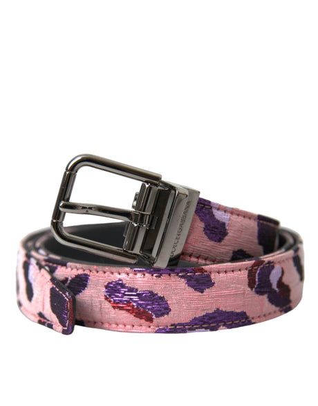 Dolce & Gabbana Multicolor Jacquard Leather Metal Buckle Belt - Hilstor