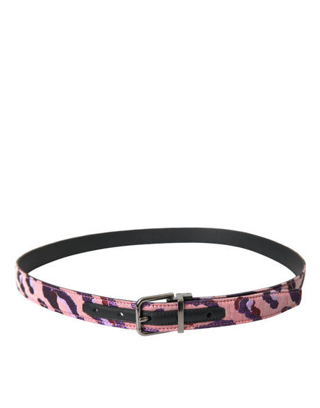 Dolce & Gabbana Multicolor Jacquard Leather Metal Buckle Belt - Hilstor