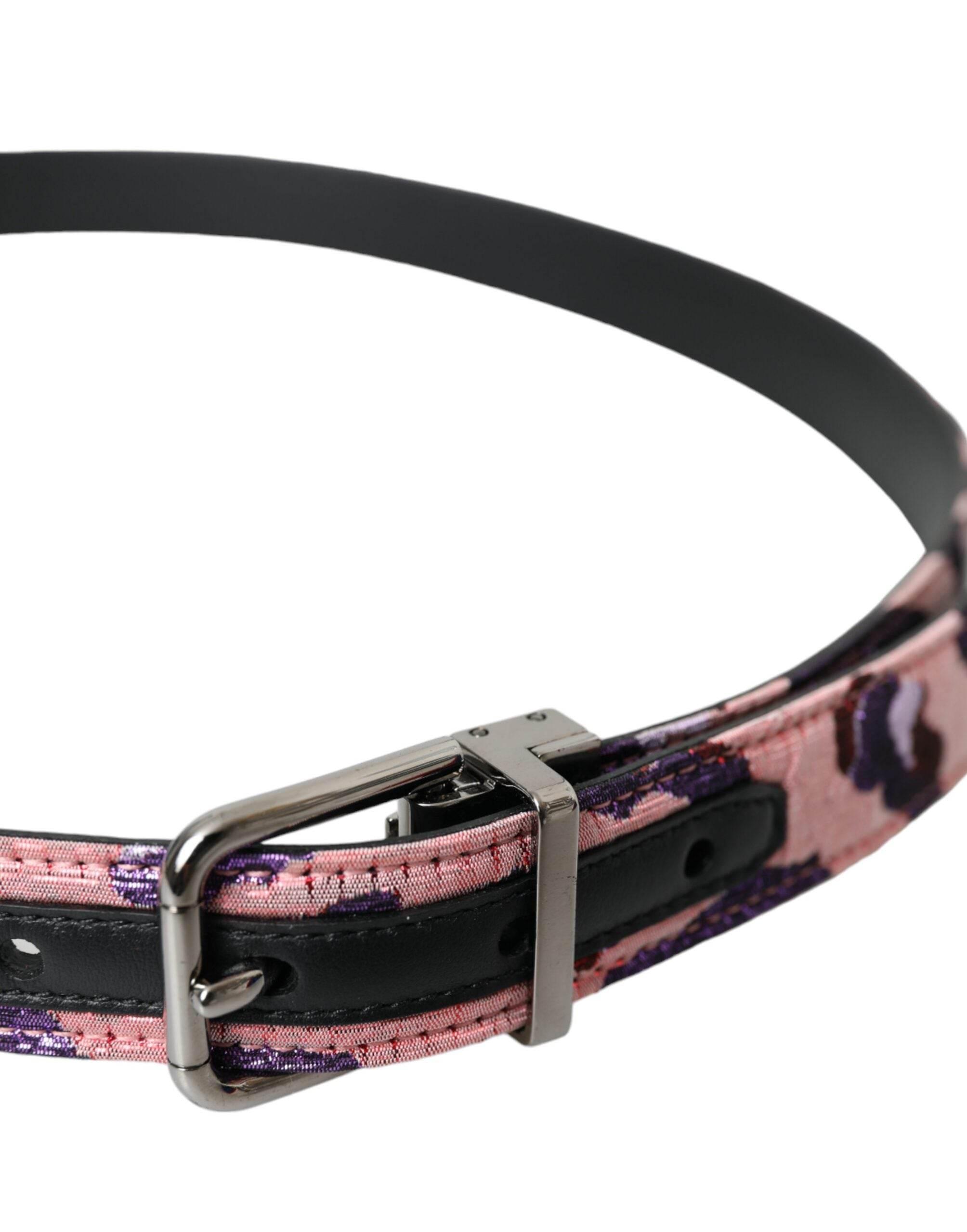 Dolce & Gabbana Multicolor Jacquard Leather Metal Buckle Belt - Hilstor