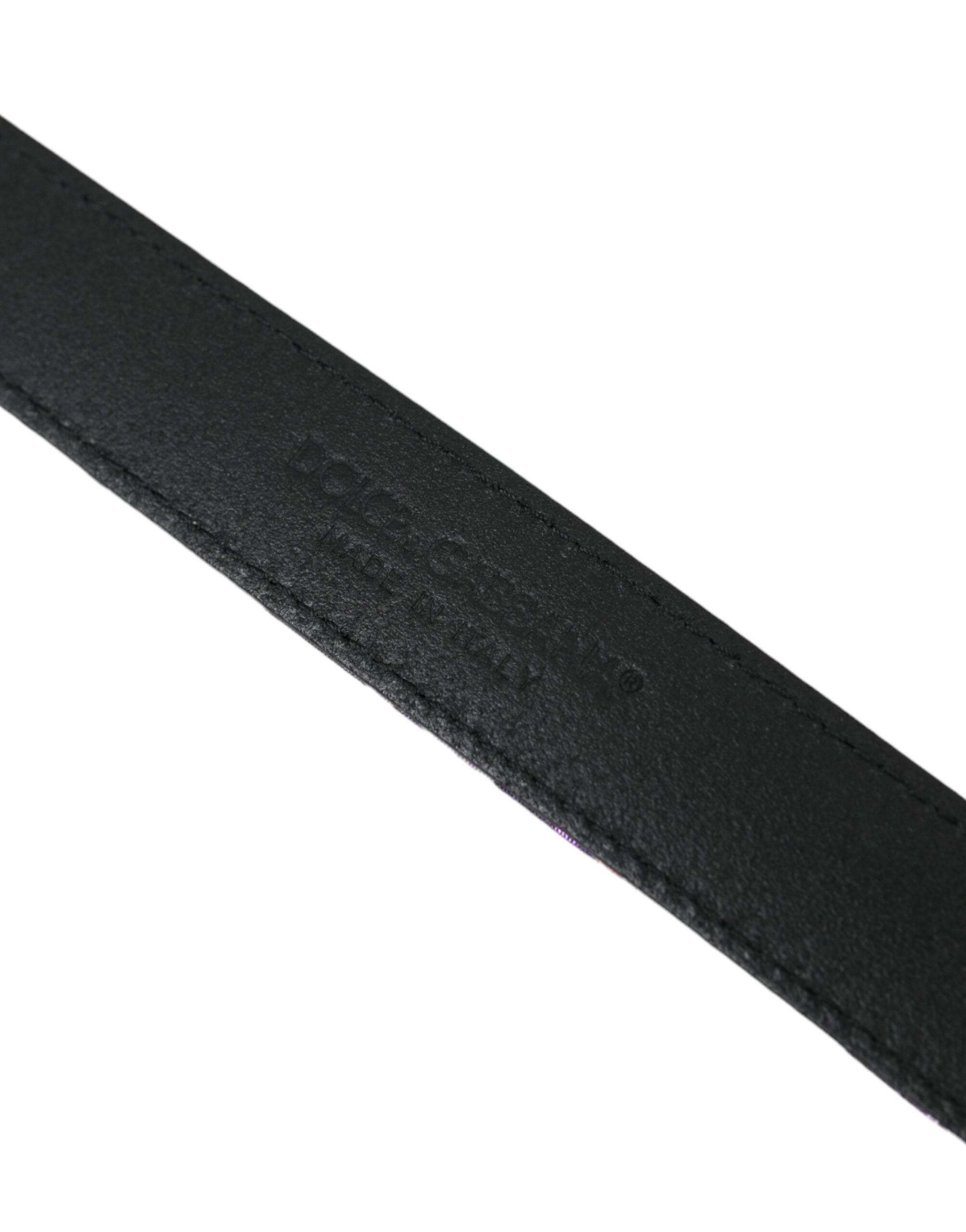 Dolce & Gabbana Multicolor Jacquard Leather Metal Buckle Belt - Hilstor