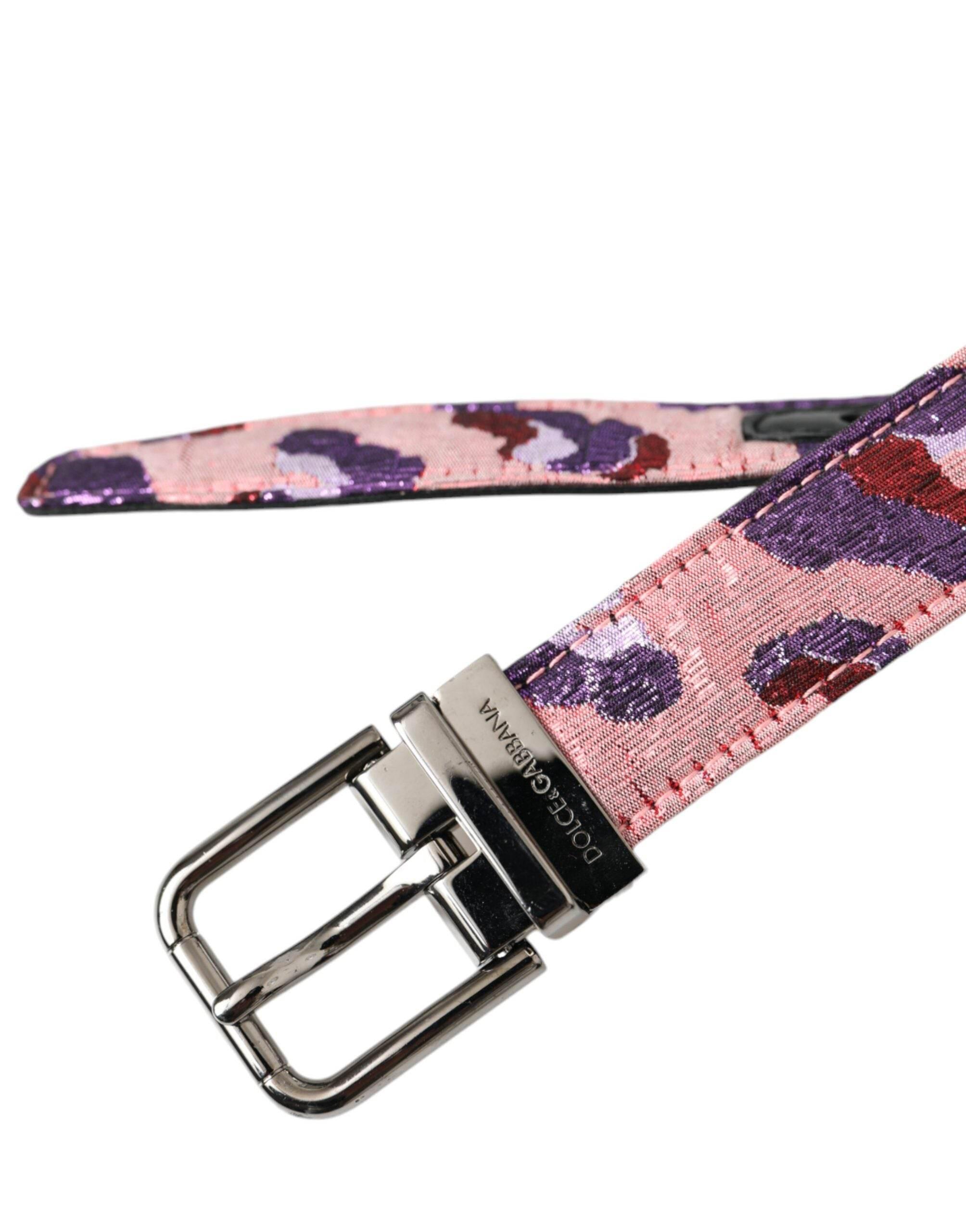 Dolce & Gabbana Multicolor Jacquard Leather Metal Buckle Belt - Hilstor