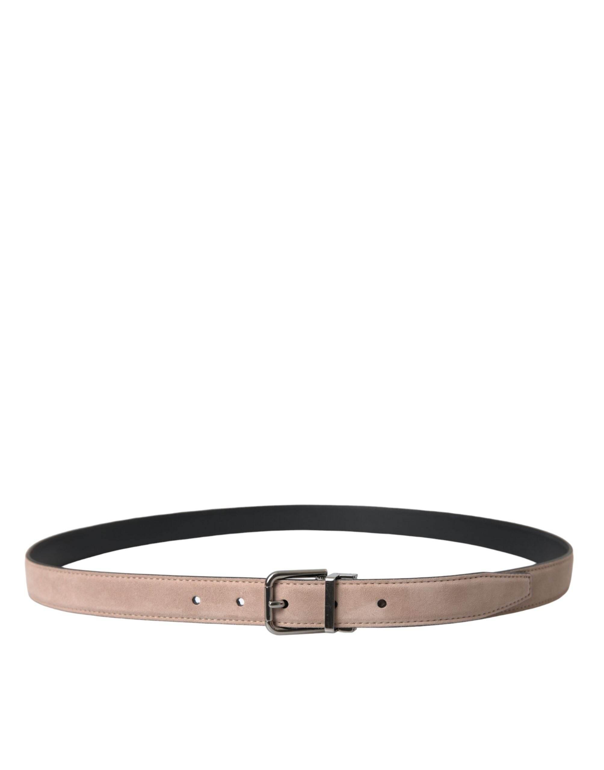 Dolce & Gabbana Beige Suede Leather Silver Buckle Belt Men - Hilstor