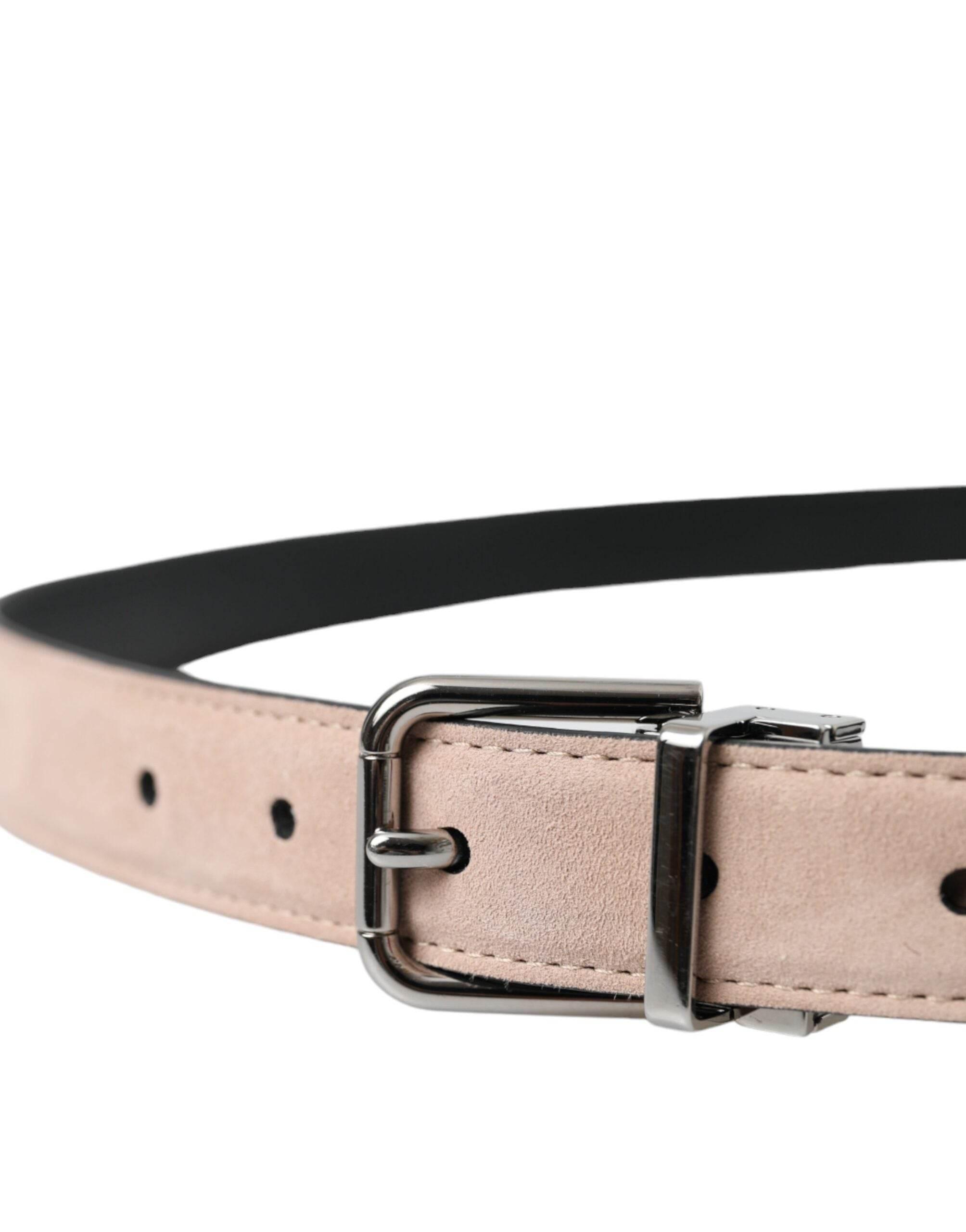 Dolce & Gabbana Beige Suede Leather Silver Buckle Belt Men - Hilstor