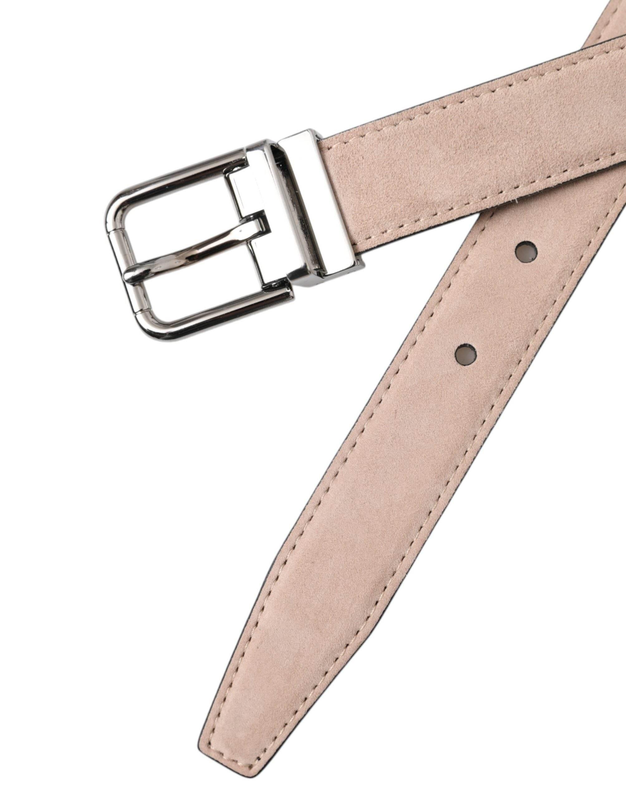 Dolce & Gabbana Beige Suede Leather Silver Buckle Belt Men - Hilstor