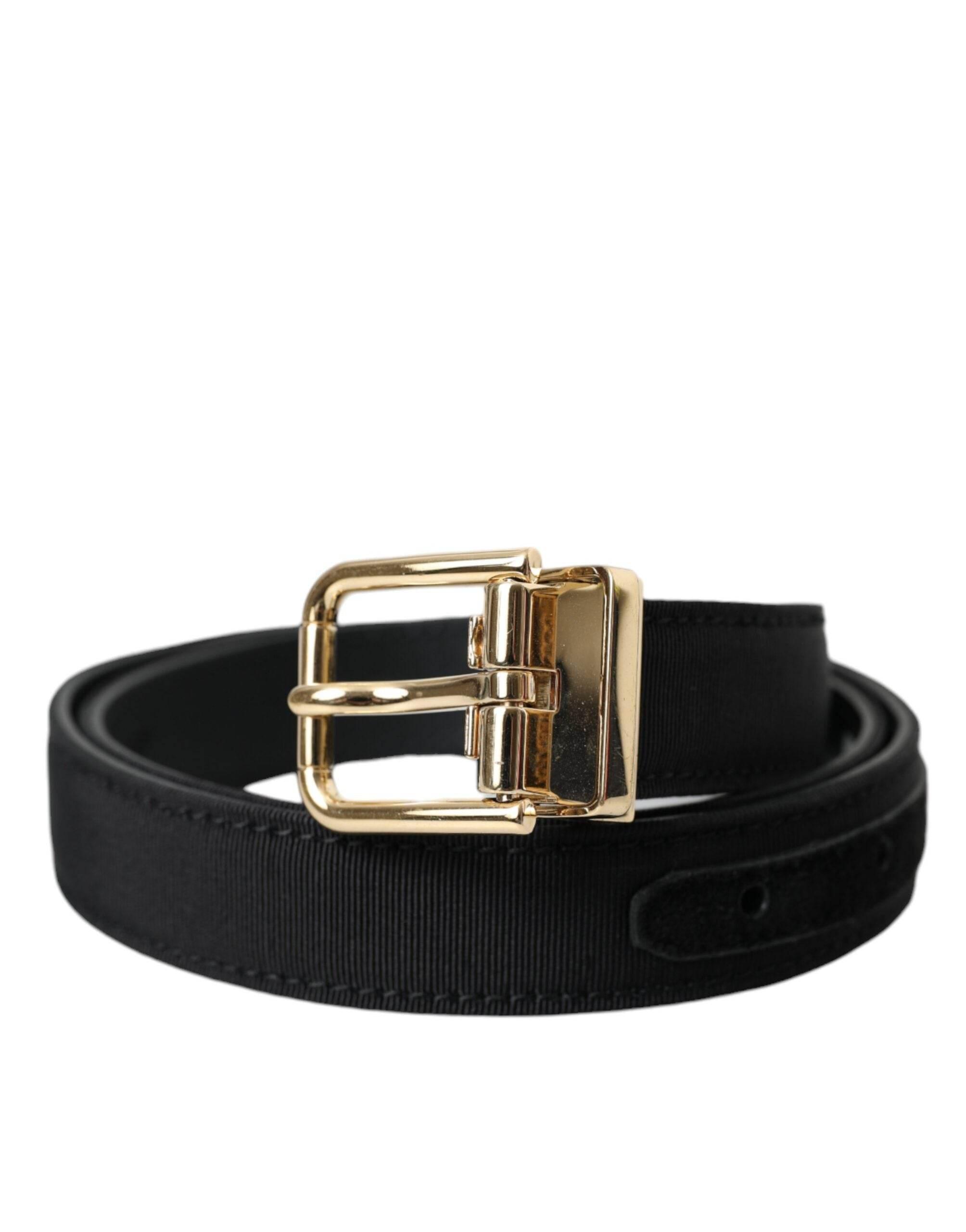 Dolce & Gabbana Black Gros Grain Gold Metal Buckle Belt Men - Hilstor