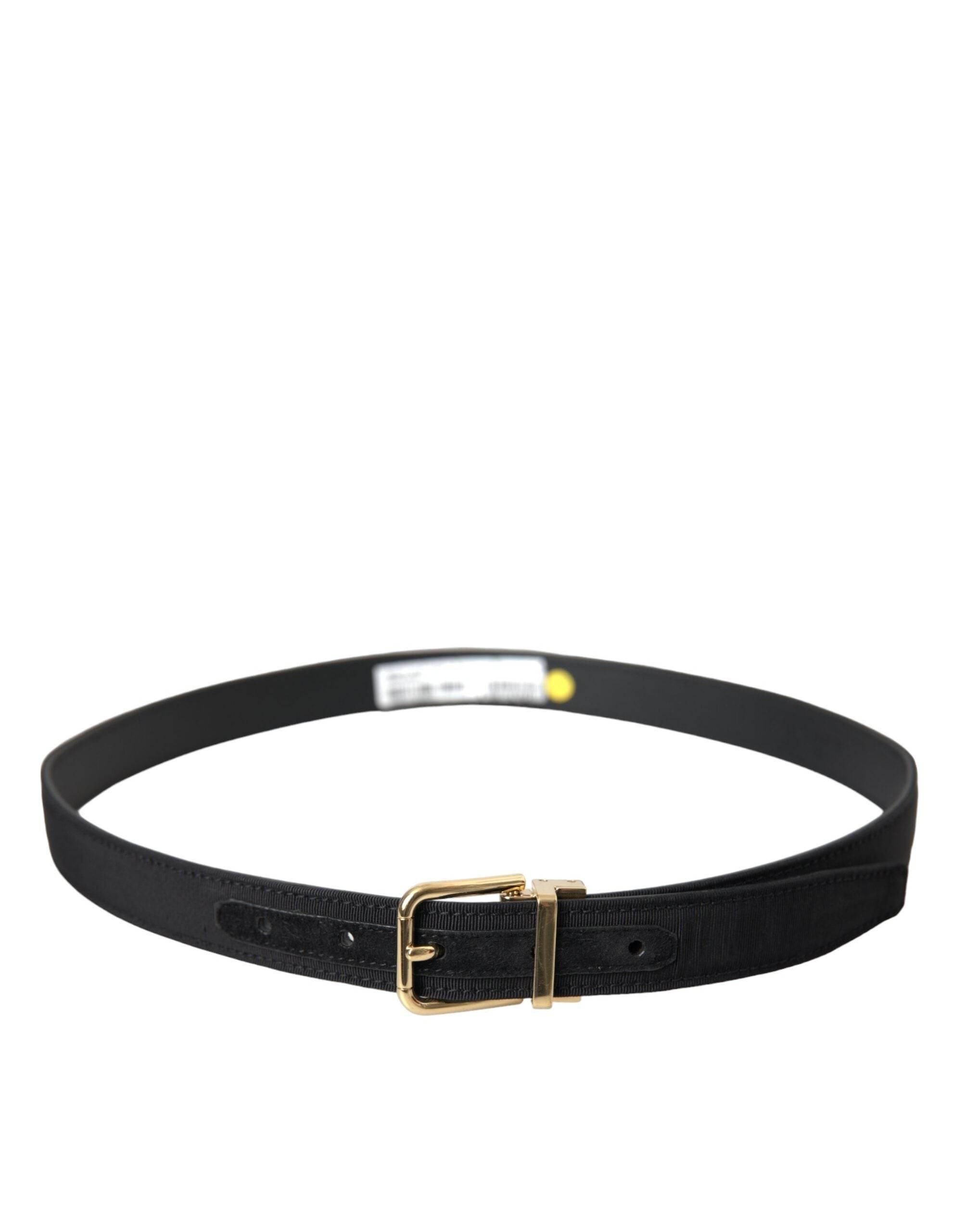 Dolce & Gabbana Black Gros Grain Gold Metal Buckle Belt Men - Hilstor