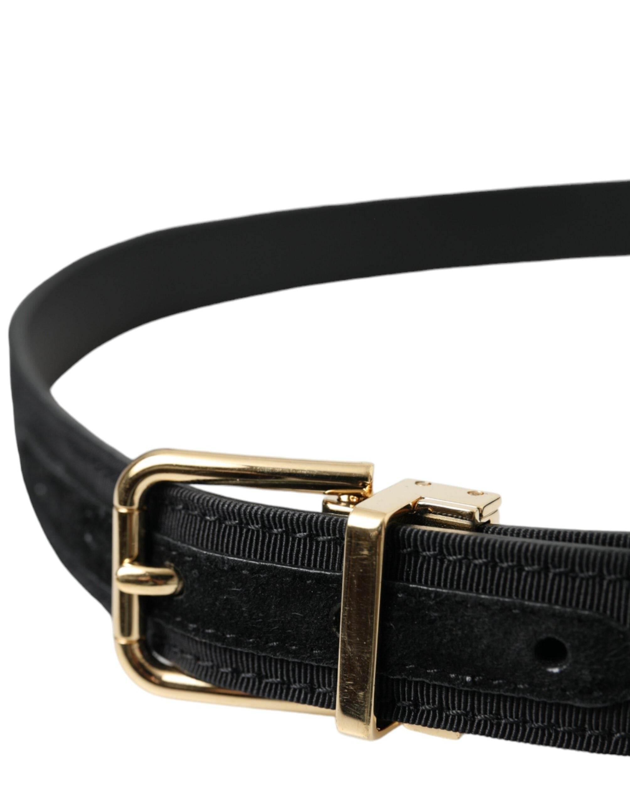 Dolce & Gabbana Black Gros Grain Gold Metal Buckle Belt Men - Hilstor