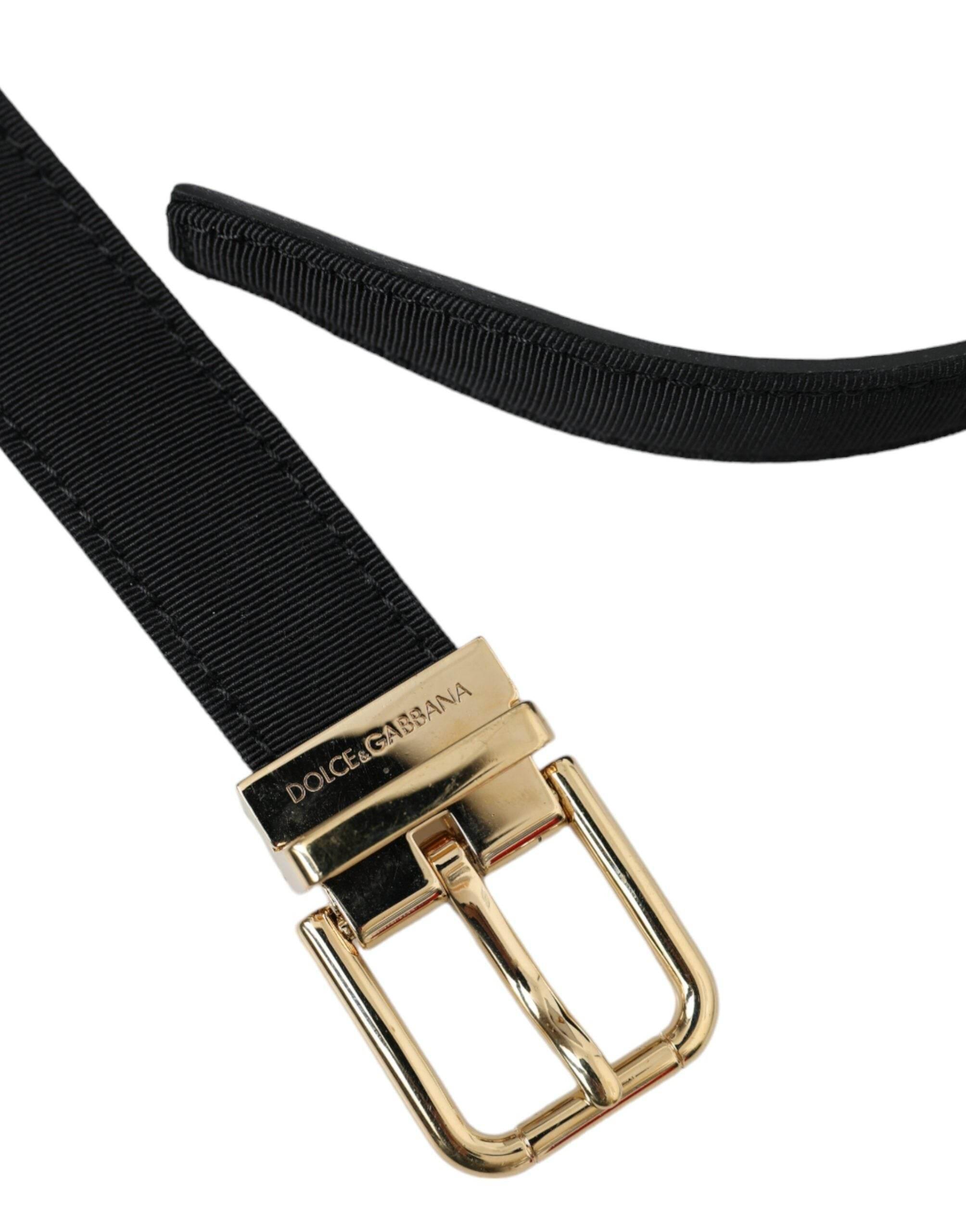 Dolce & Gabbana Black Gros Grain Gold Metal Buckle Belt Men - Hilstor