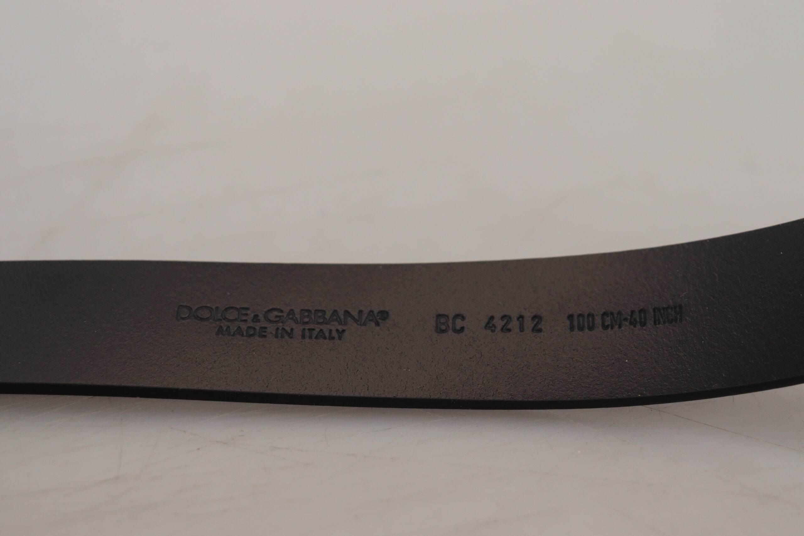 Dolce & Gabbana Black Leather Metal #DG Logo Buckle Belt - Hilstor