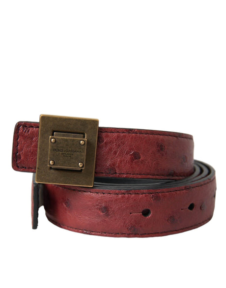 Dolce & Gabbana Brown Leather Square Metal Buckle Belt - Hilstor