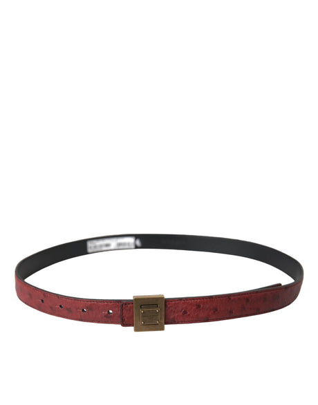 Dolce & Gabbana Brown Leather Square Metal Buckle Belt - Hilstor