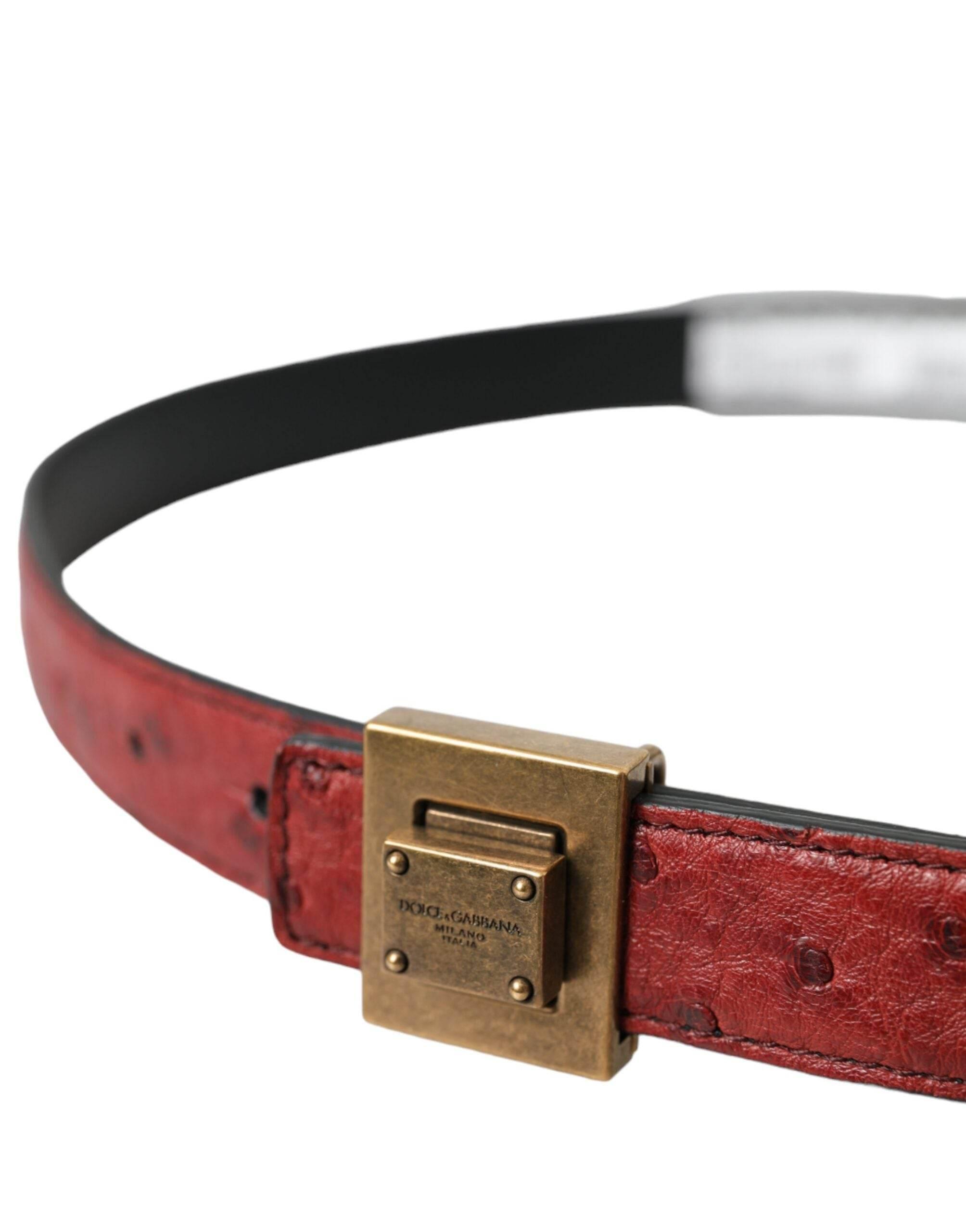 Dolce & Gabbana Brown Leather Square Metal Buckle Belt - Hilstor