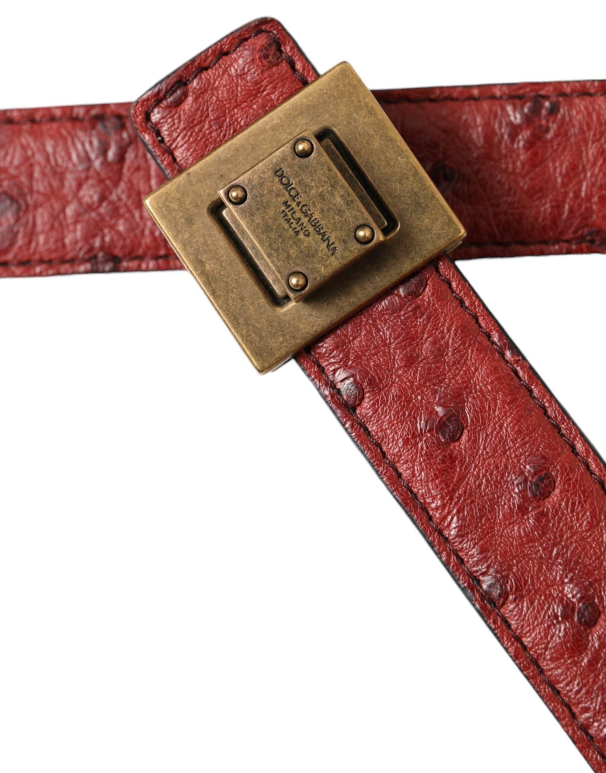 Dolce & Gabbana Brown Leather Square Metal Buckle Belt - Hilstor